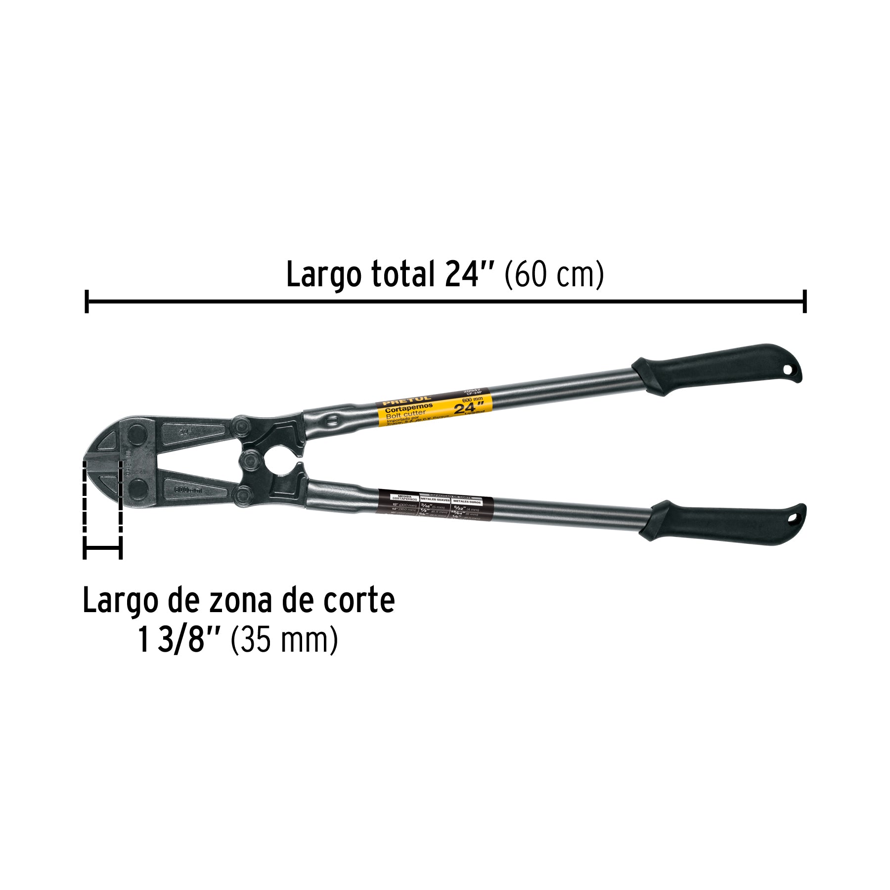Cortapernos 24", mango tubular, PRETUL