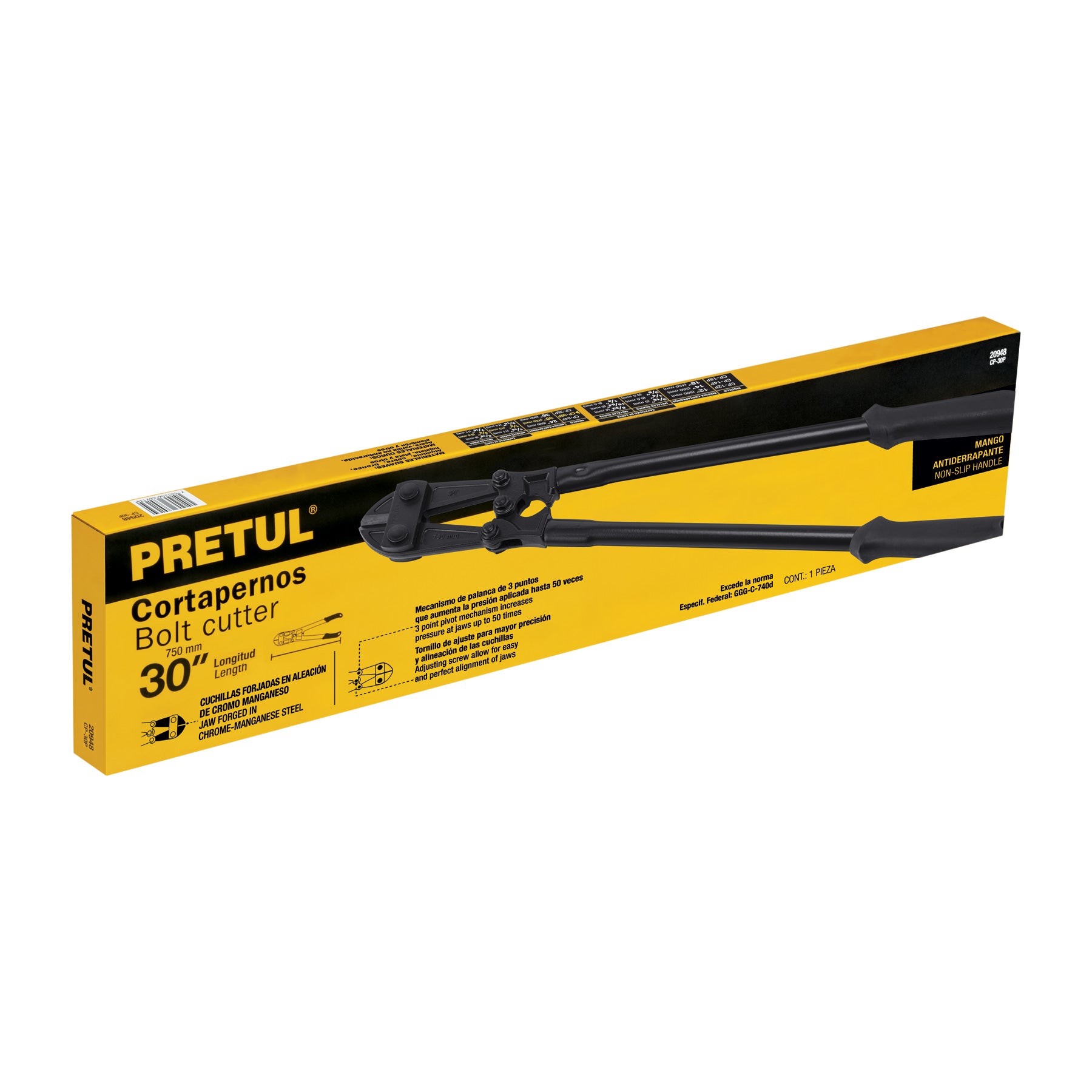 Cortapernos 30", mango tubular, PRETUL