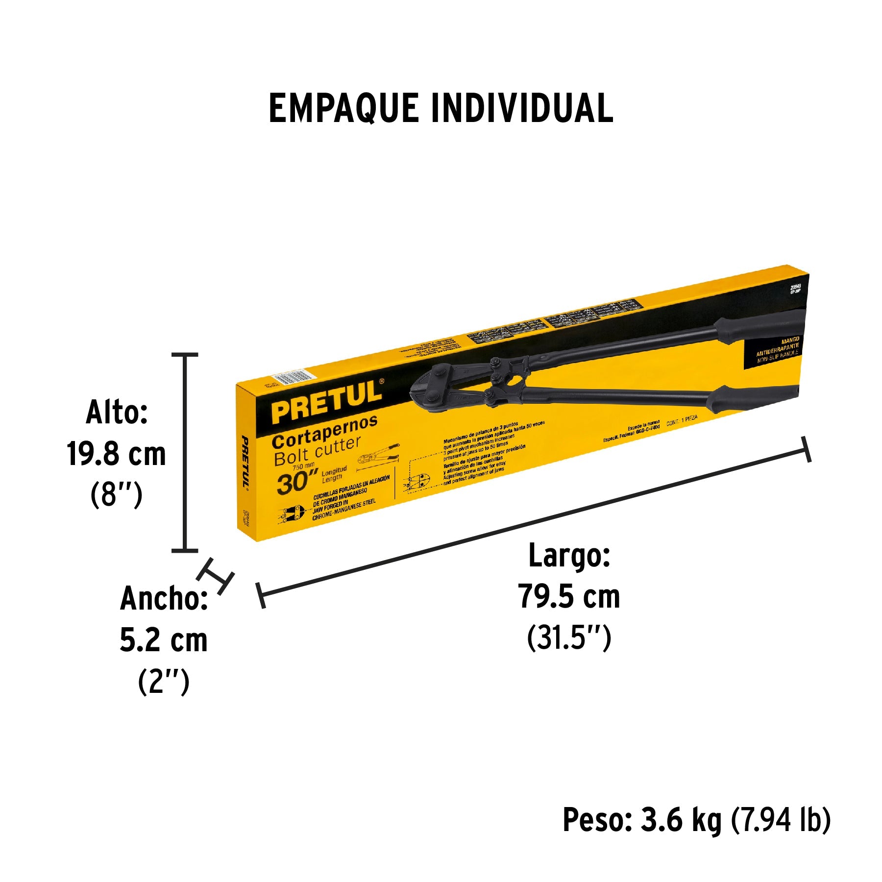 Cortapernos 30", mango tubular, PRETUL - Empaque