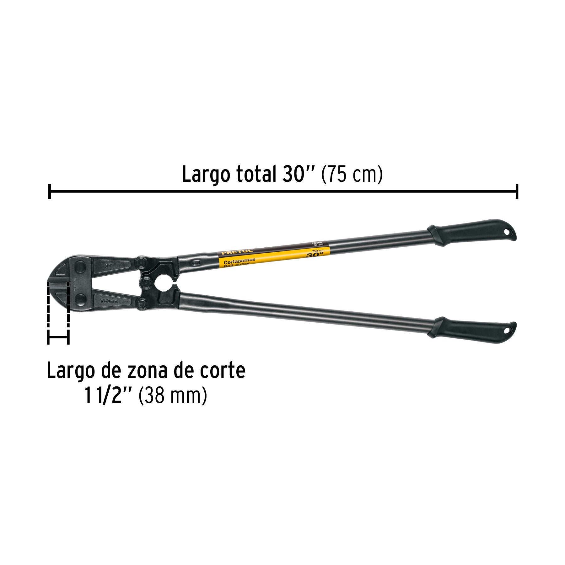 Cortapernos 30", mango tubular, PRETUL