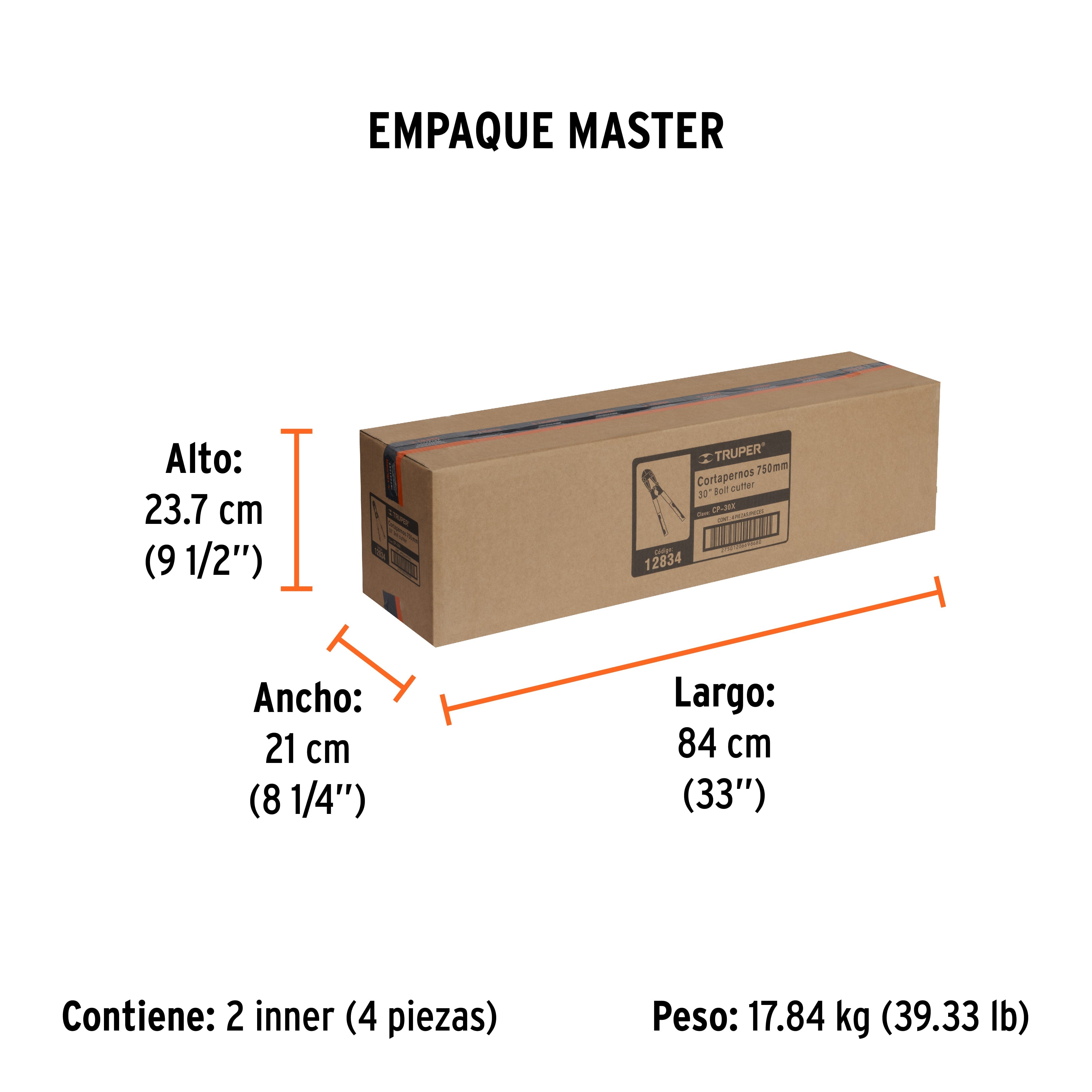 Cortapernos 30", profesional, TRUPER - Empaque