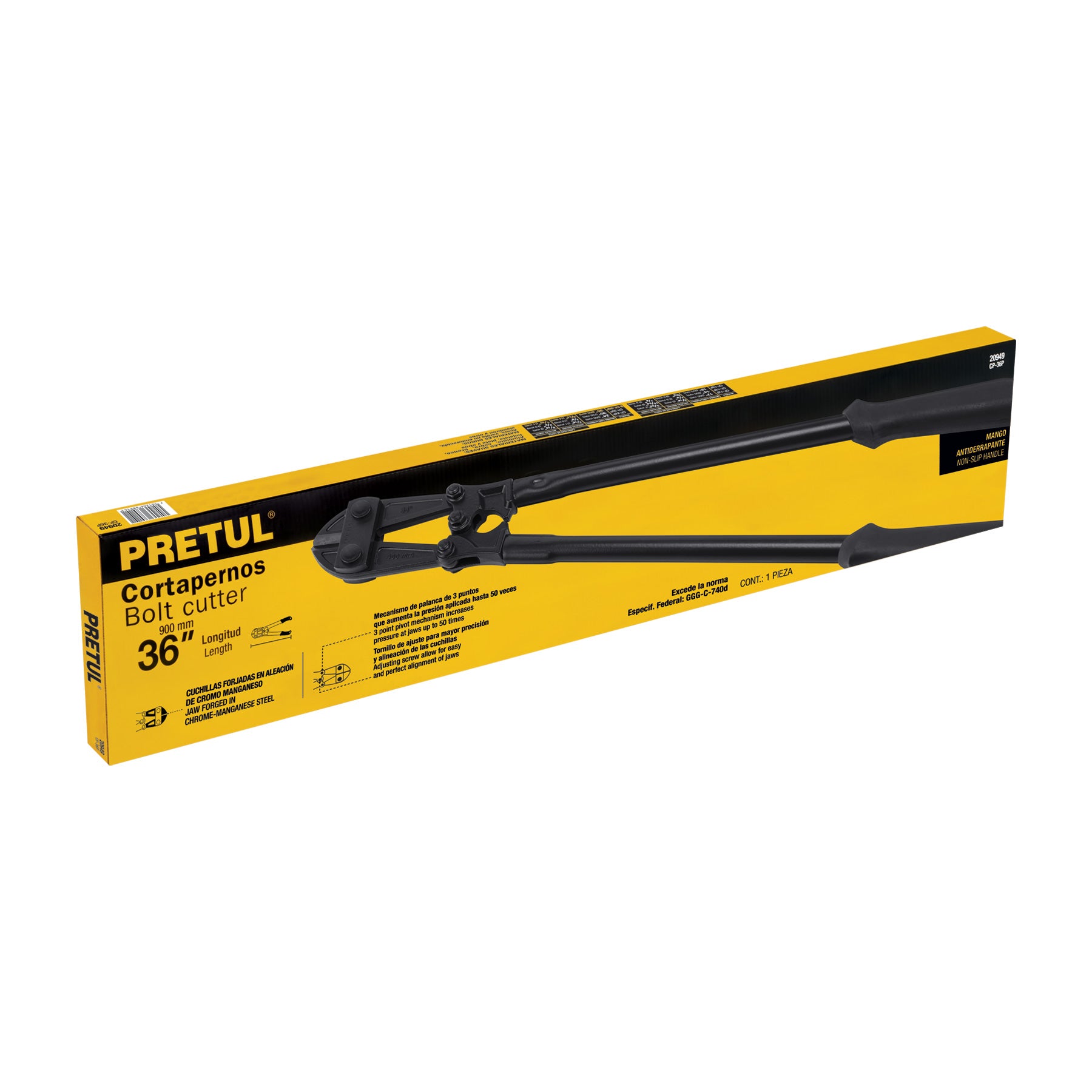 Cortapernos 36", mango tubular, PRETUL