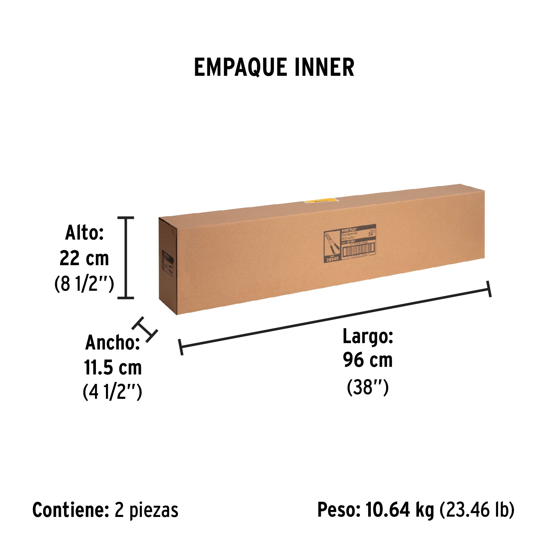Cortapernos 36", mango tubular, PRETUL - Empaque
