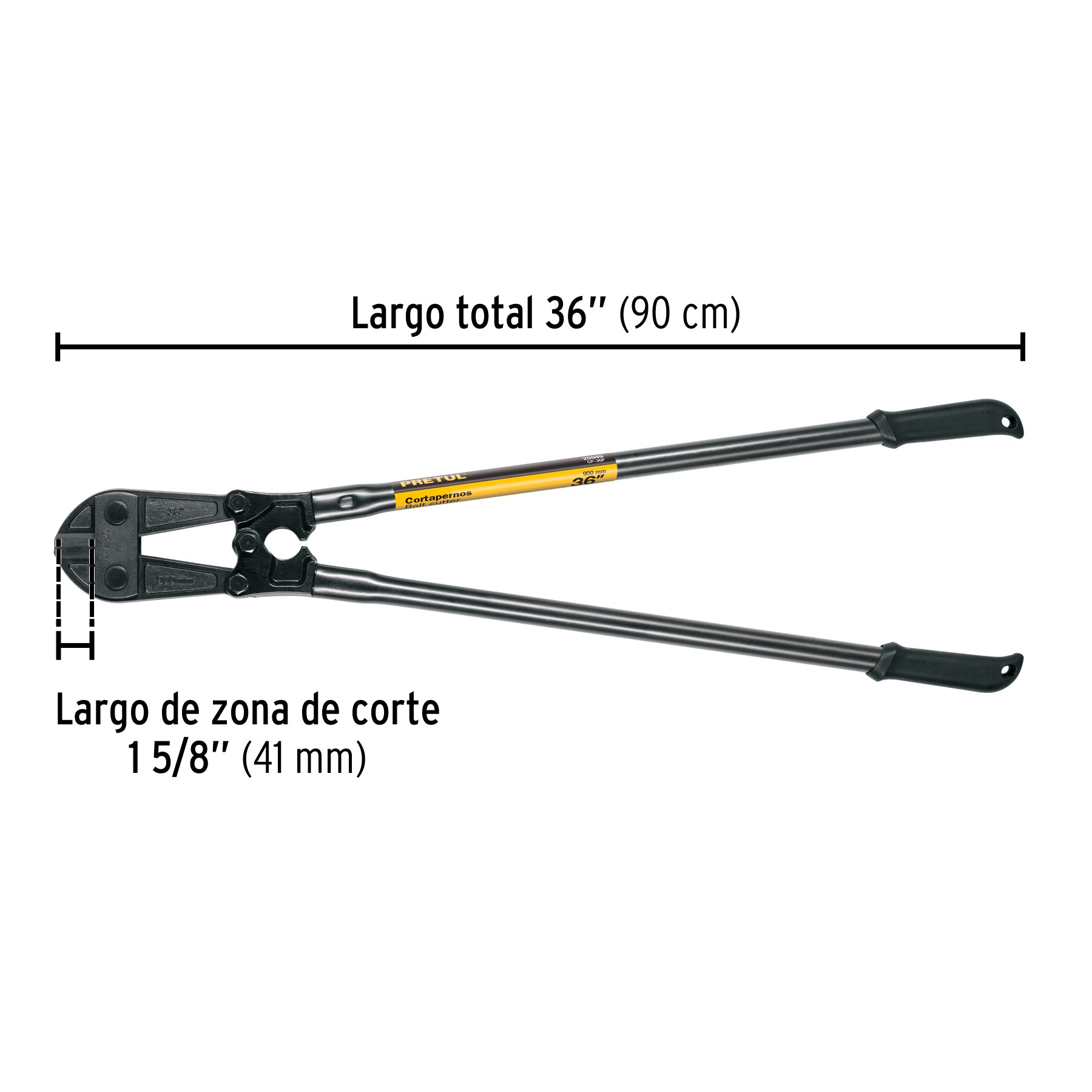 Cortapernos 36", mango tubular, PRETUL