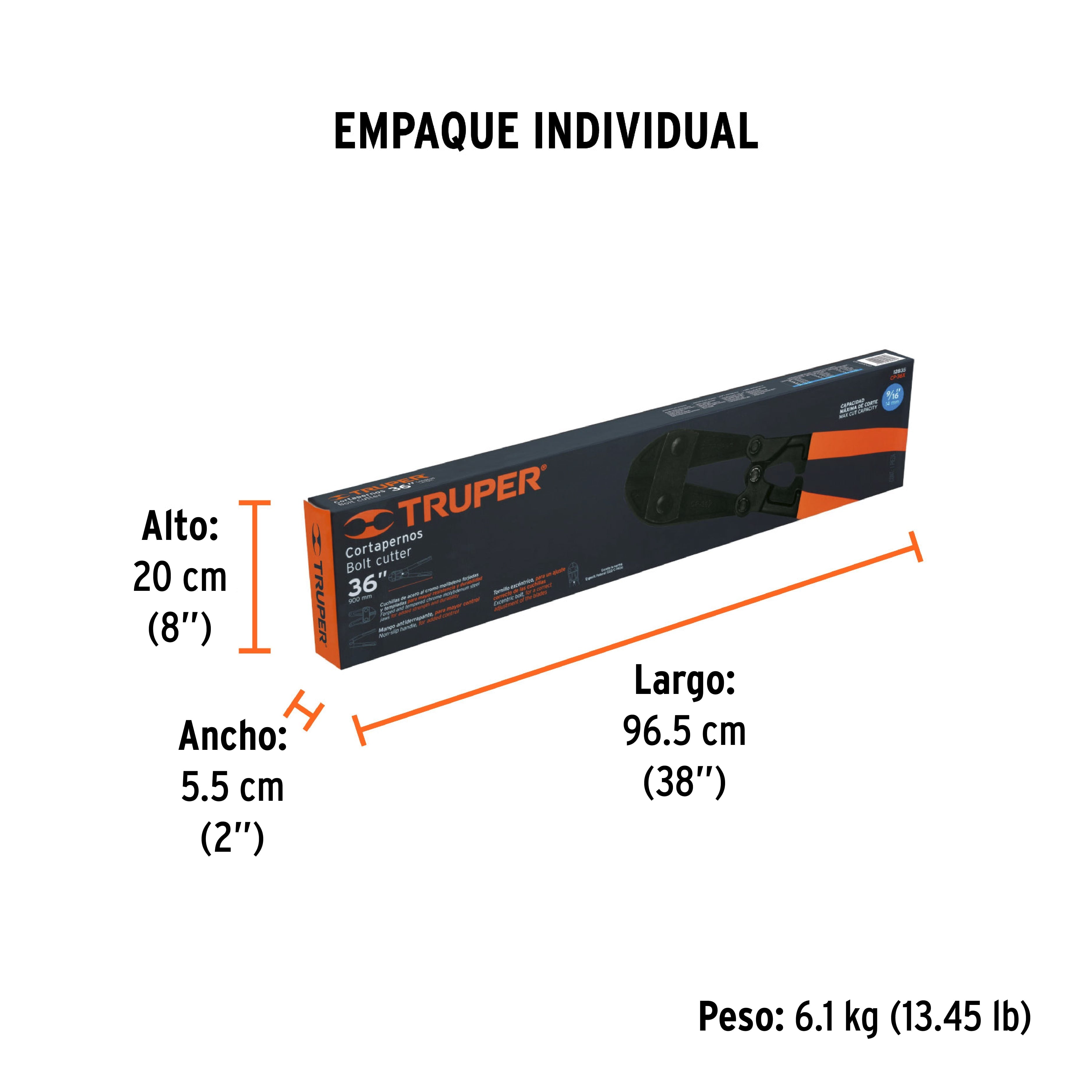Cortapernos 36", profesional, TRUPER - Empaque