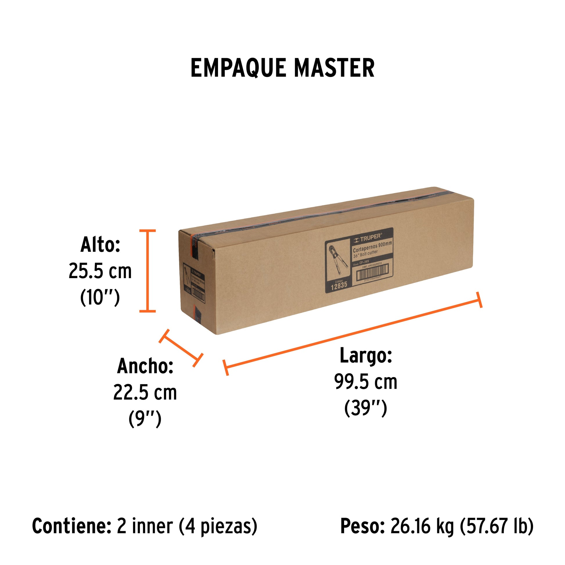 Cortapernos 36", profesional, TRUPER - Empaque
