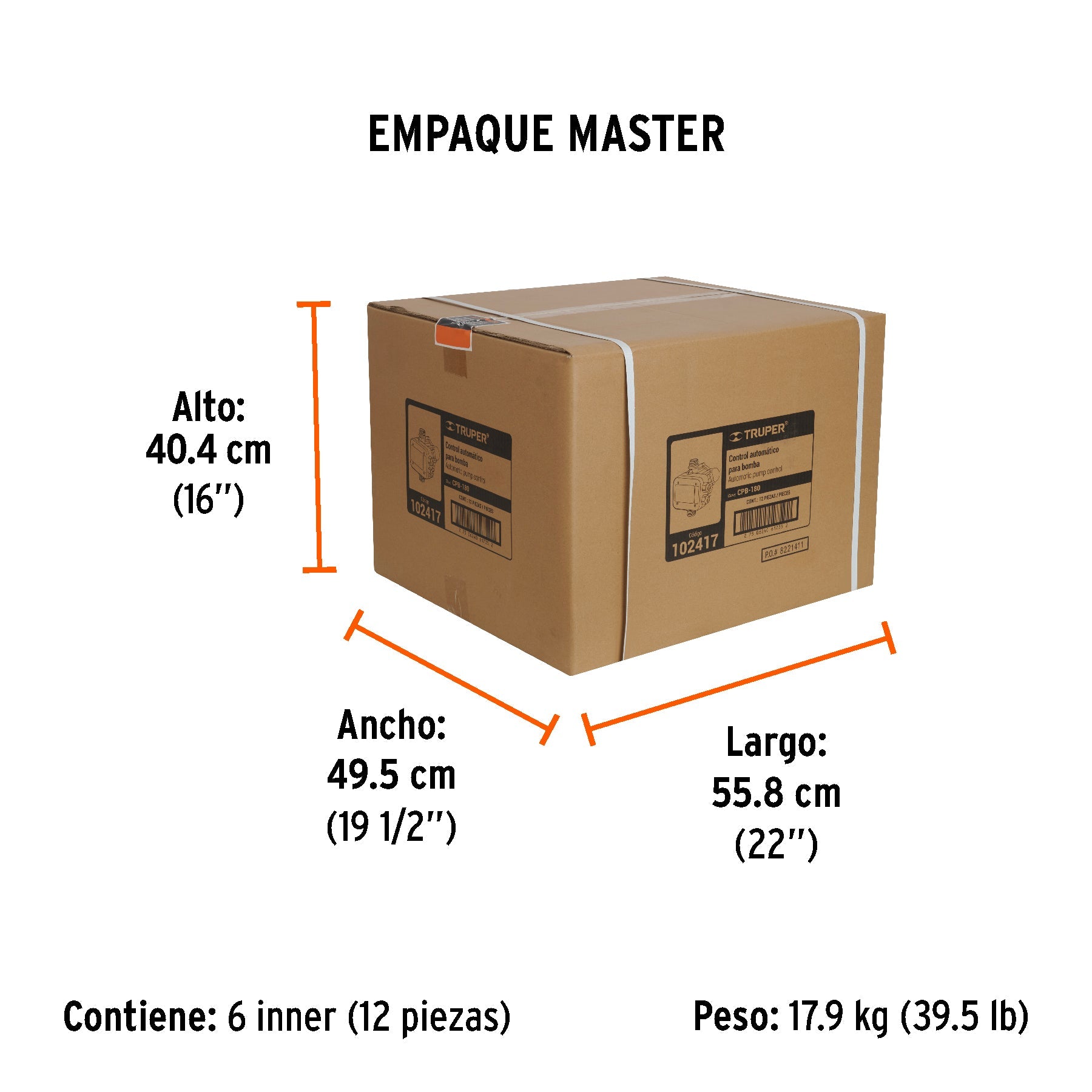 Control automático de presión de bombas para agua, 180° - Empaque