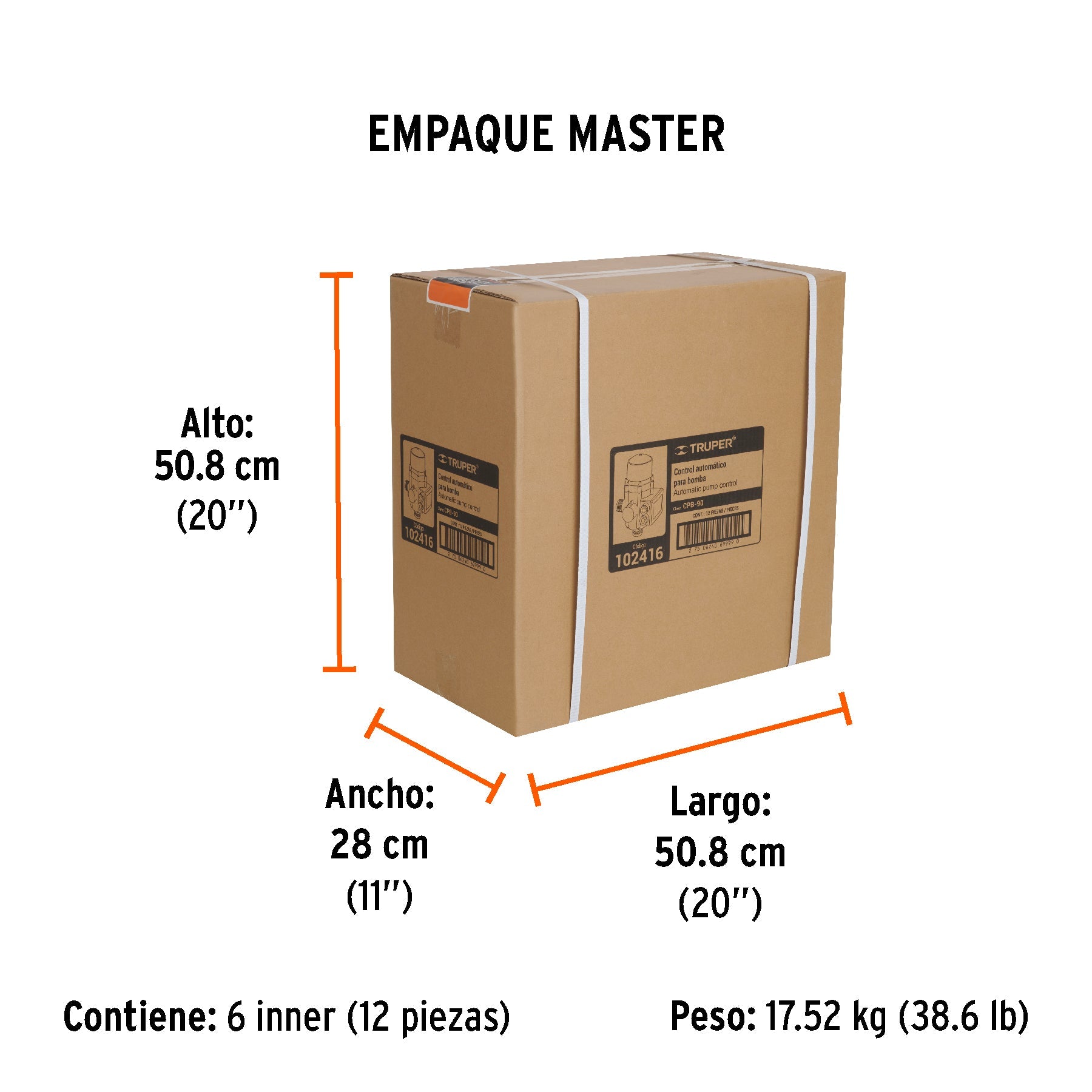 Control automático de presión de bombas para agua, 90° - Empaque