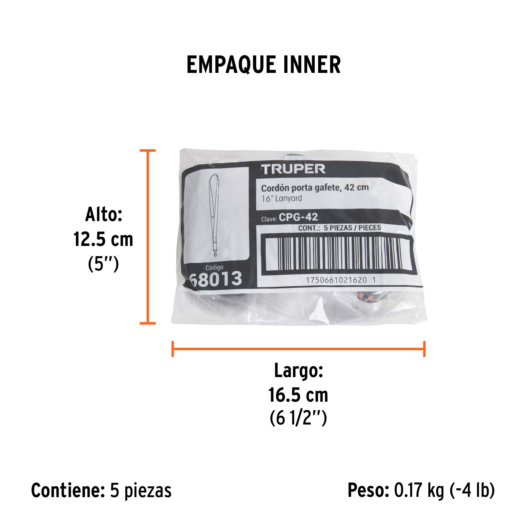 Cordón porta gafete o credencial de 42 cm, TRUPER - Empaque