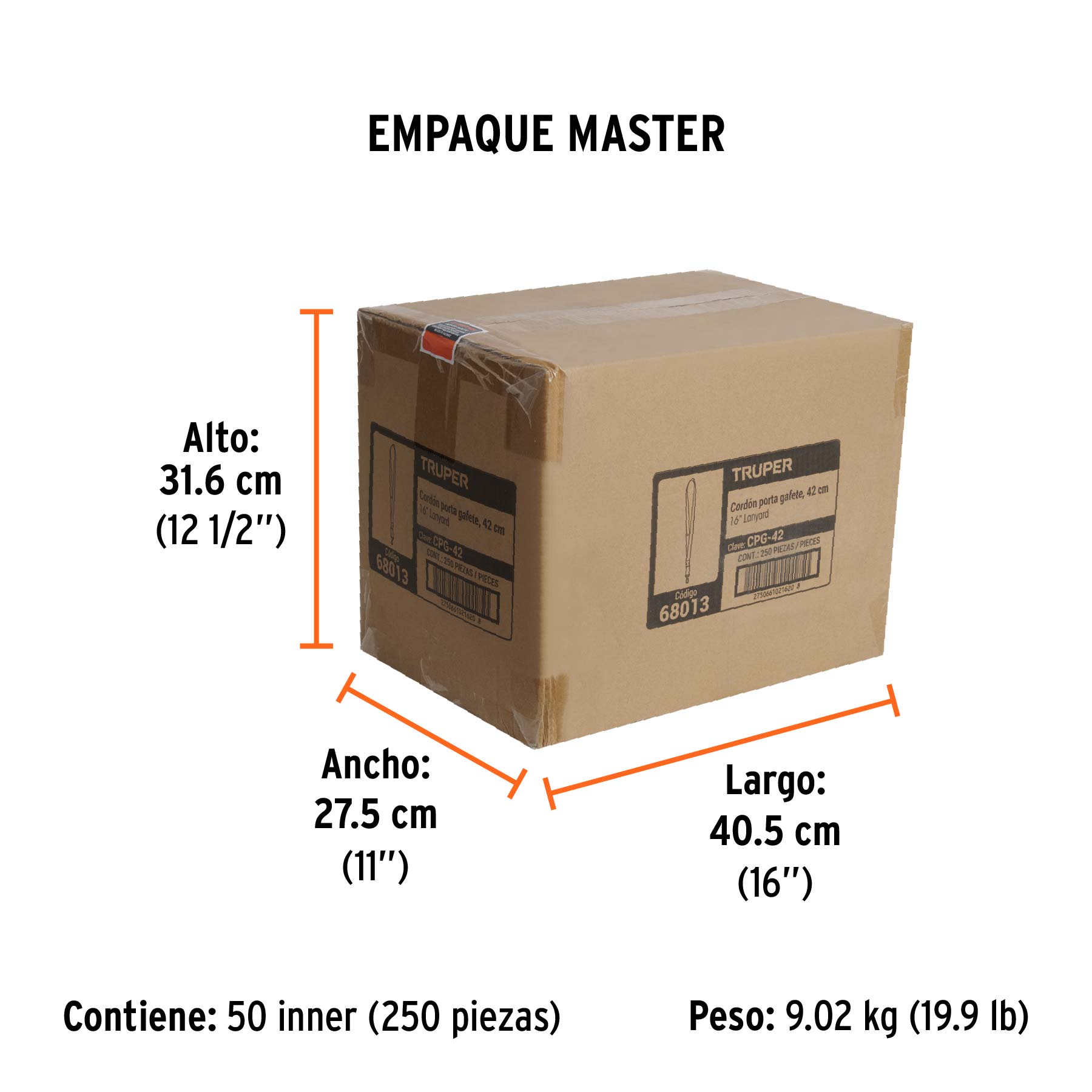 Cordón porta gafete o credencial de 42 cm, TRUPER - Empaque