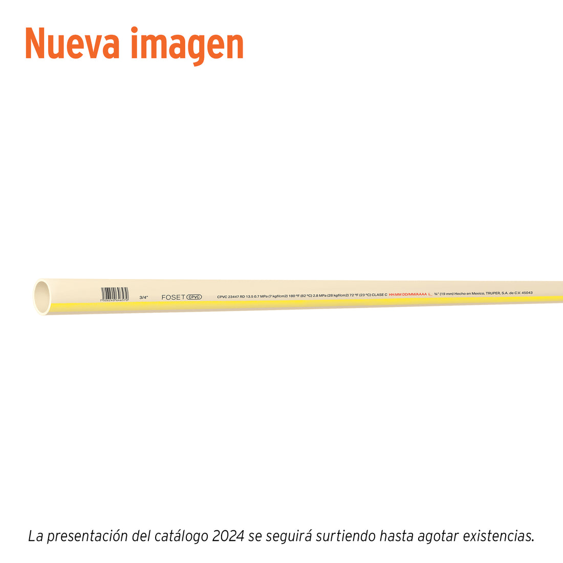 Tubo de 3/4" CPVC hidráulico RD 13.5, 3m, 0.5kg, FOSET