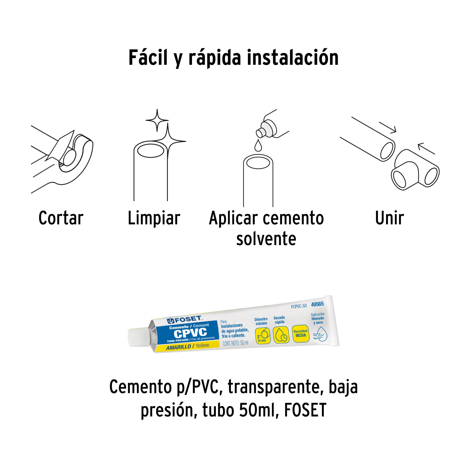 Tubo de 1-1/4" CPVC hidráulico RD 11, 3m, 1.5kg, FOSET
