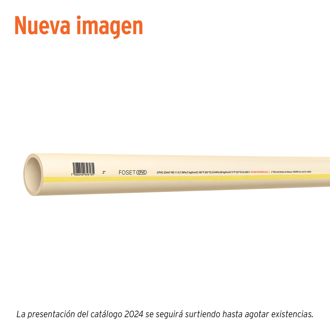 Tubo de 2" CPVC hidráulico RD 11, 3m, 3.5kg, FOSET