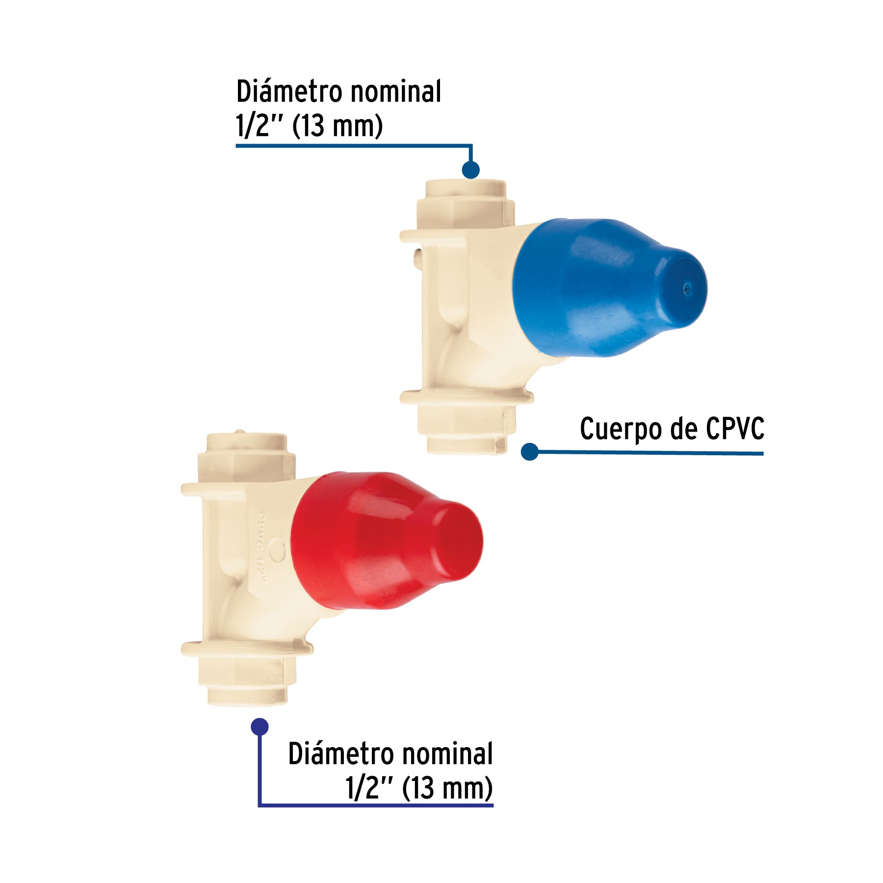 Juego de 2 llaves de empotrar CPVC 1/2" para regadera, FOSET