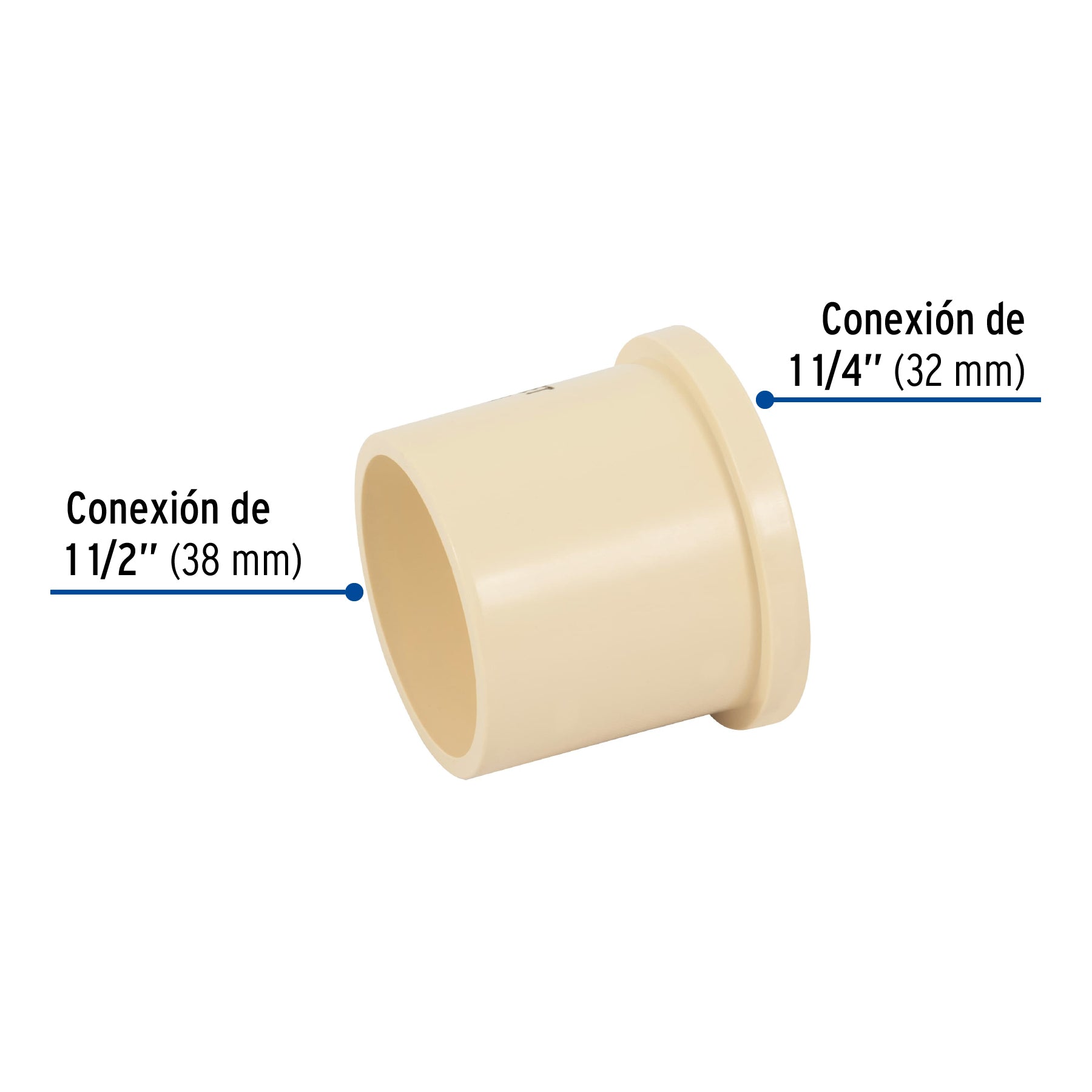 Reducción bushing de CPVC 1-1/2" x 1-1/4", FOSET