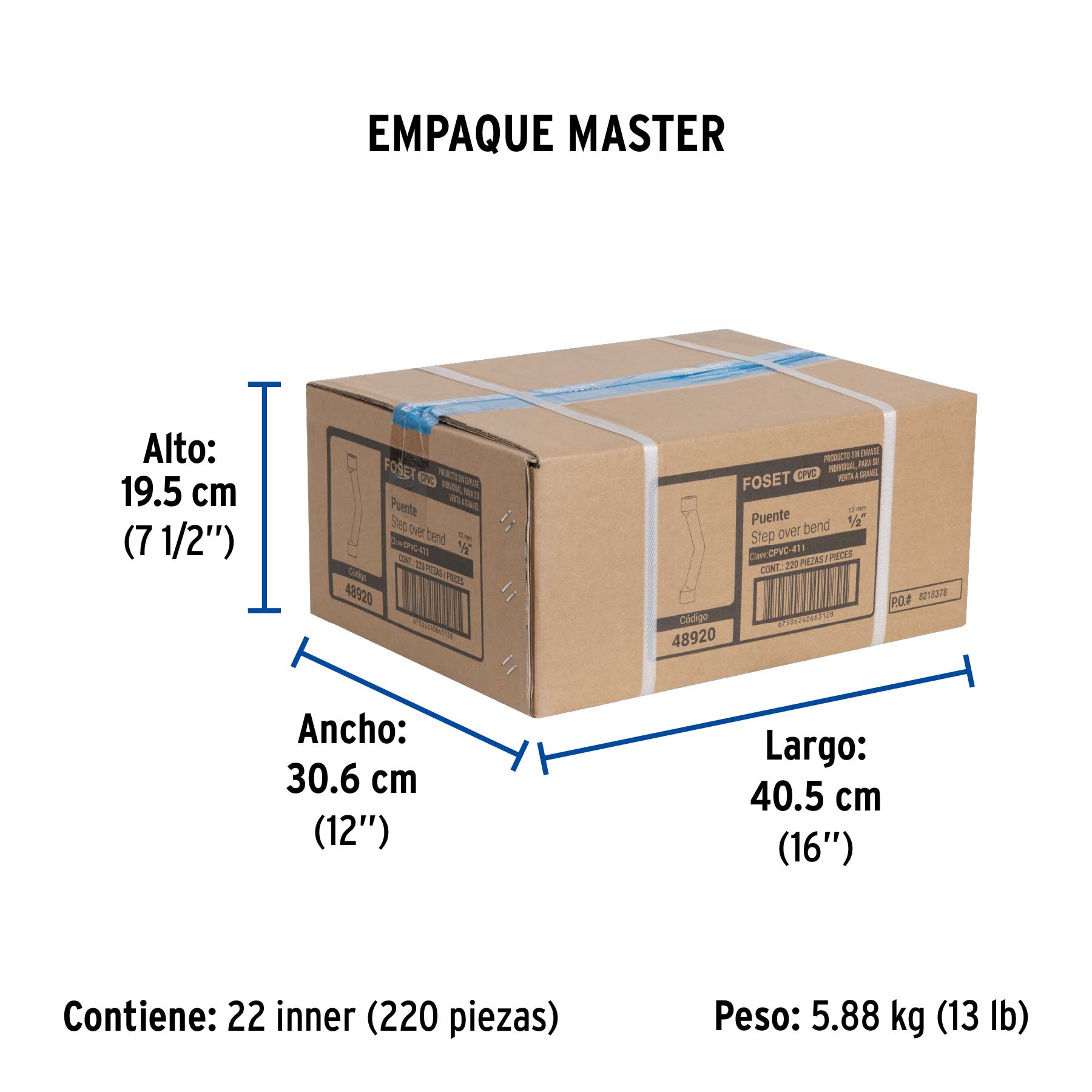 Puente de CPVC 1/2", FOSET - Empaque