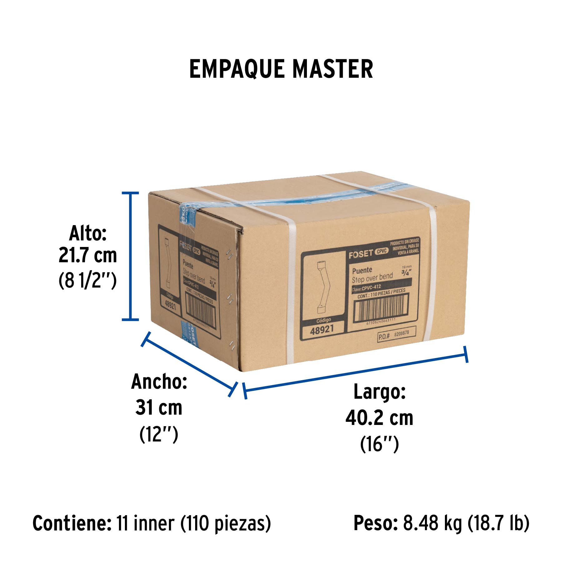 Puente de CPVC 3/4", FOSET - Empaque