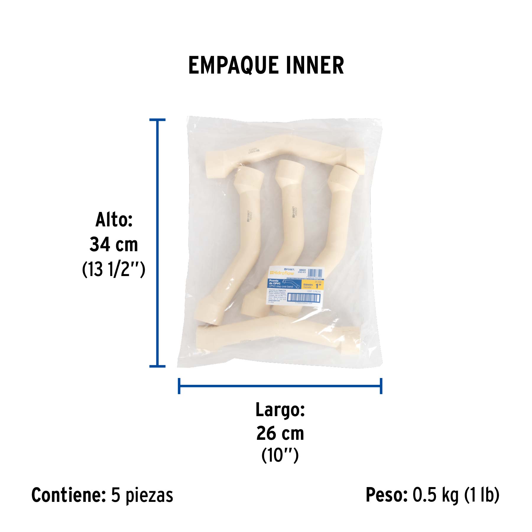 Puente de CPVC 1", FOSET - Empaque