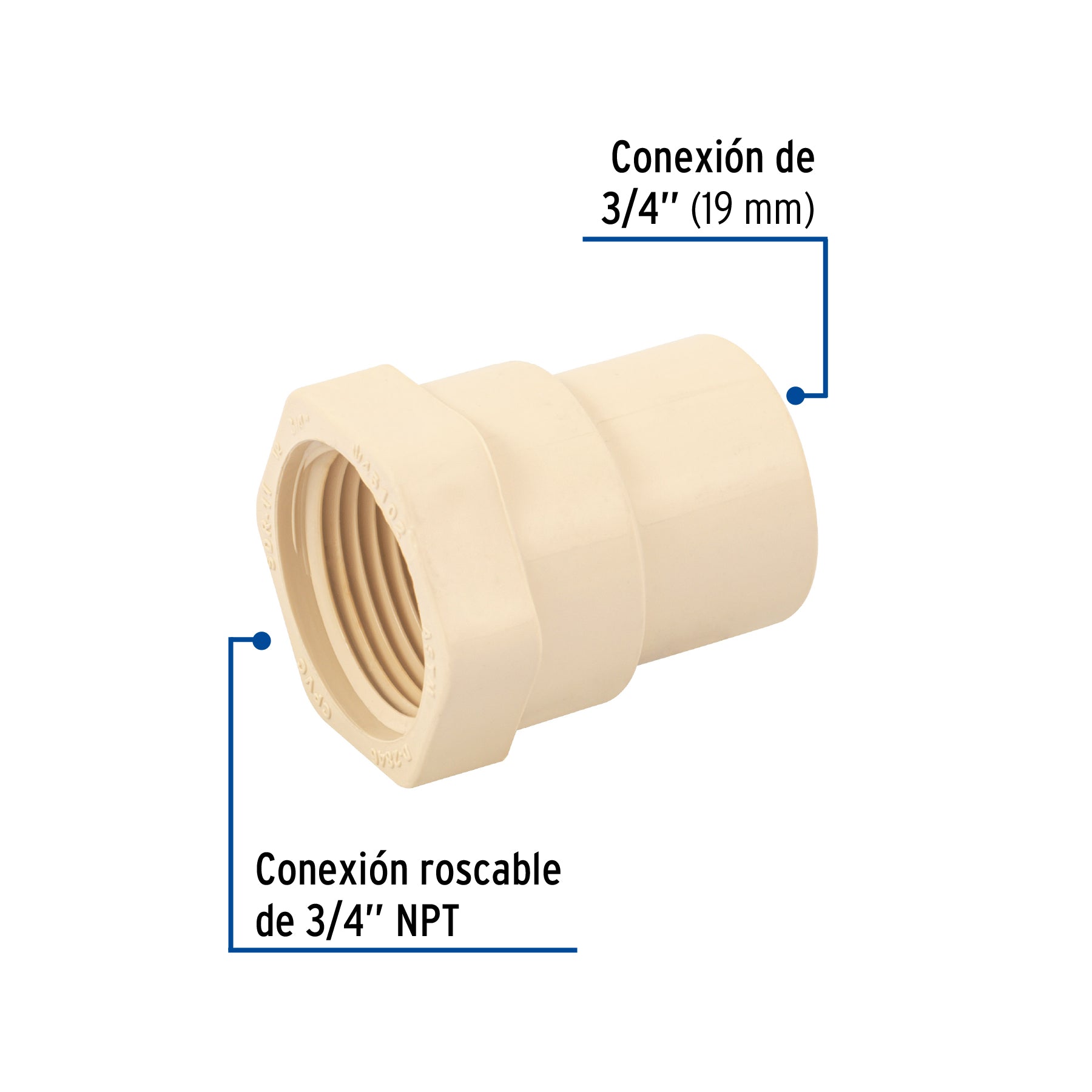 Conector hembra de CPVC 3/4", FOSET