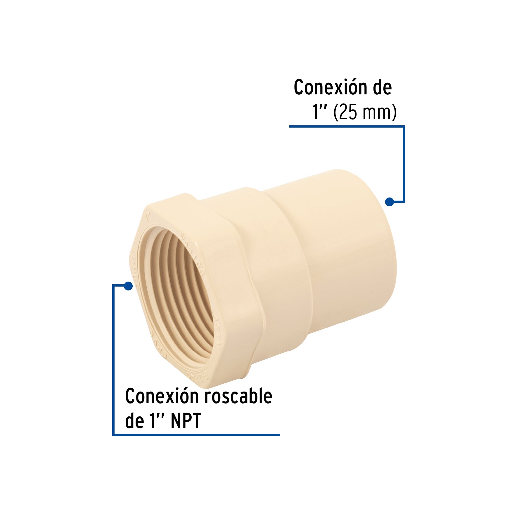 Conector hembra de CPVC 1", FOSET