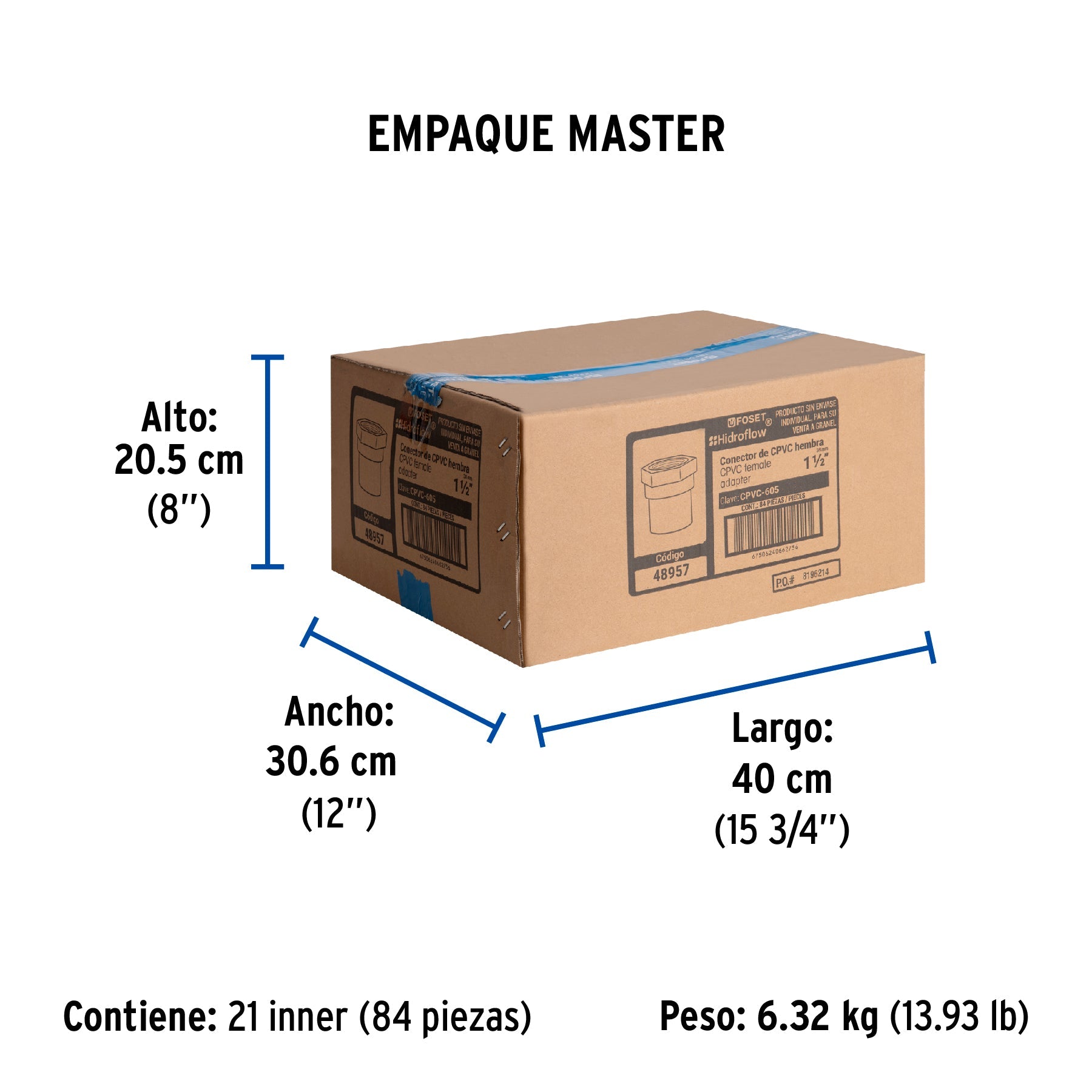 Conector hembra CPVC 1-1/2", FOSET - Empaque