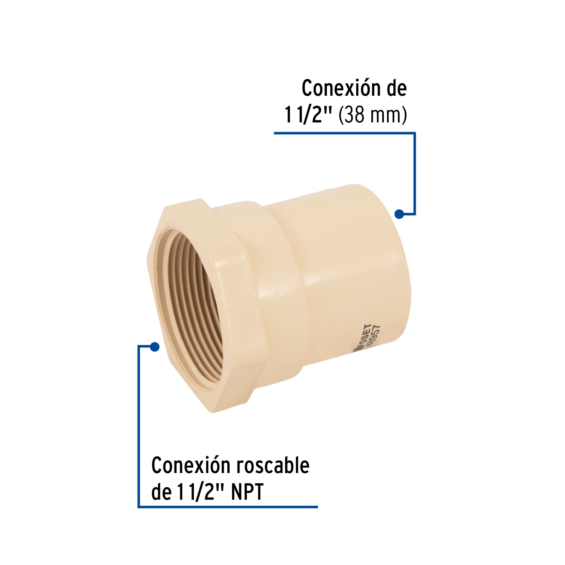 Conector hembra CPVC 1-1/2", FOSET