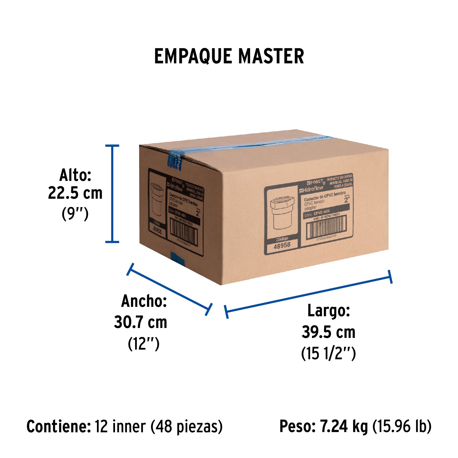 Conector hembra CPVC 2", FOSET - Empaque