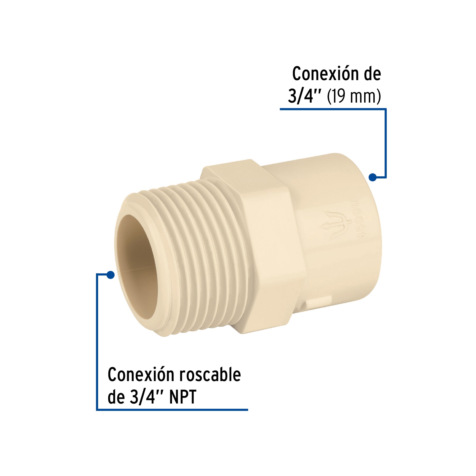 Conector macho de CPVC 3/4", FOSET