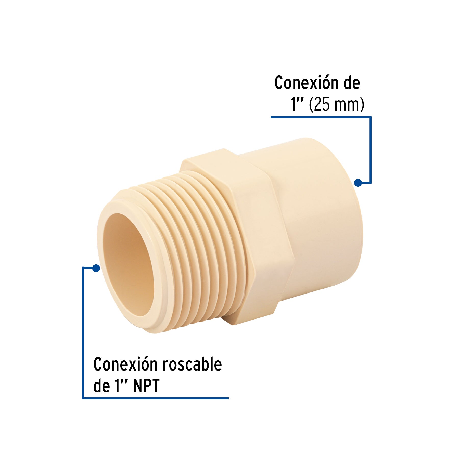 Conector macho de CPVC 1", FOSET