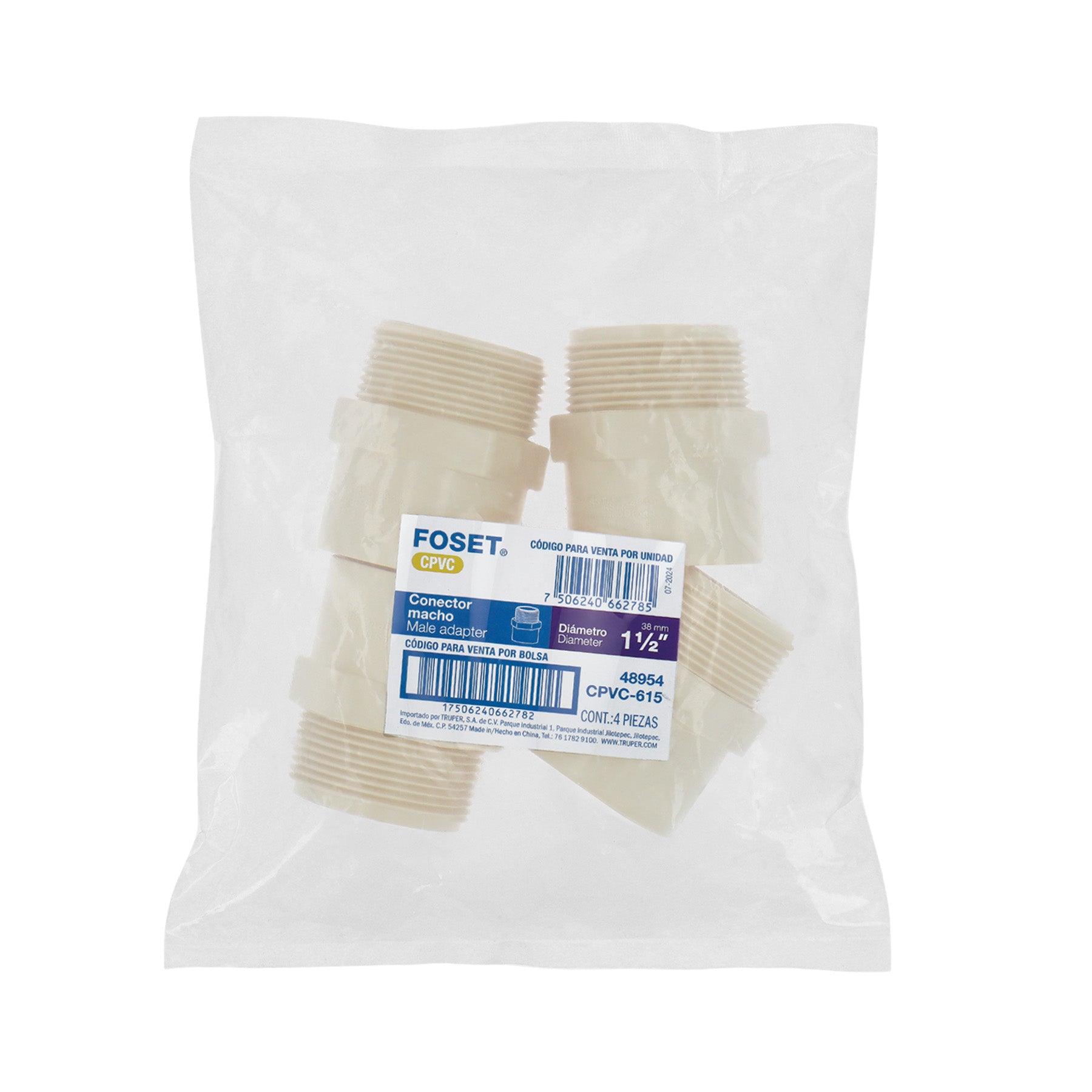 Conector macho CPVC 1-1/2", FOSET