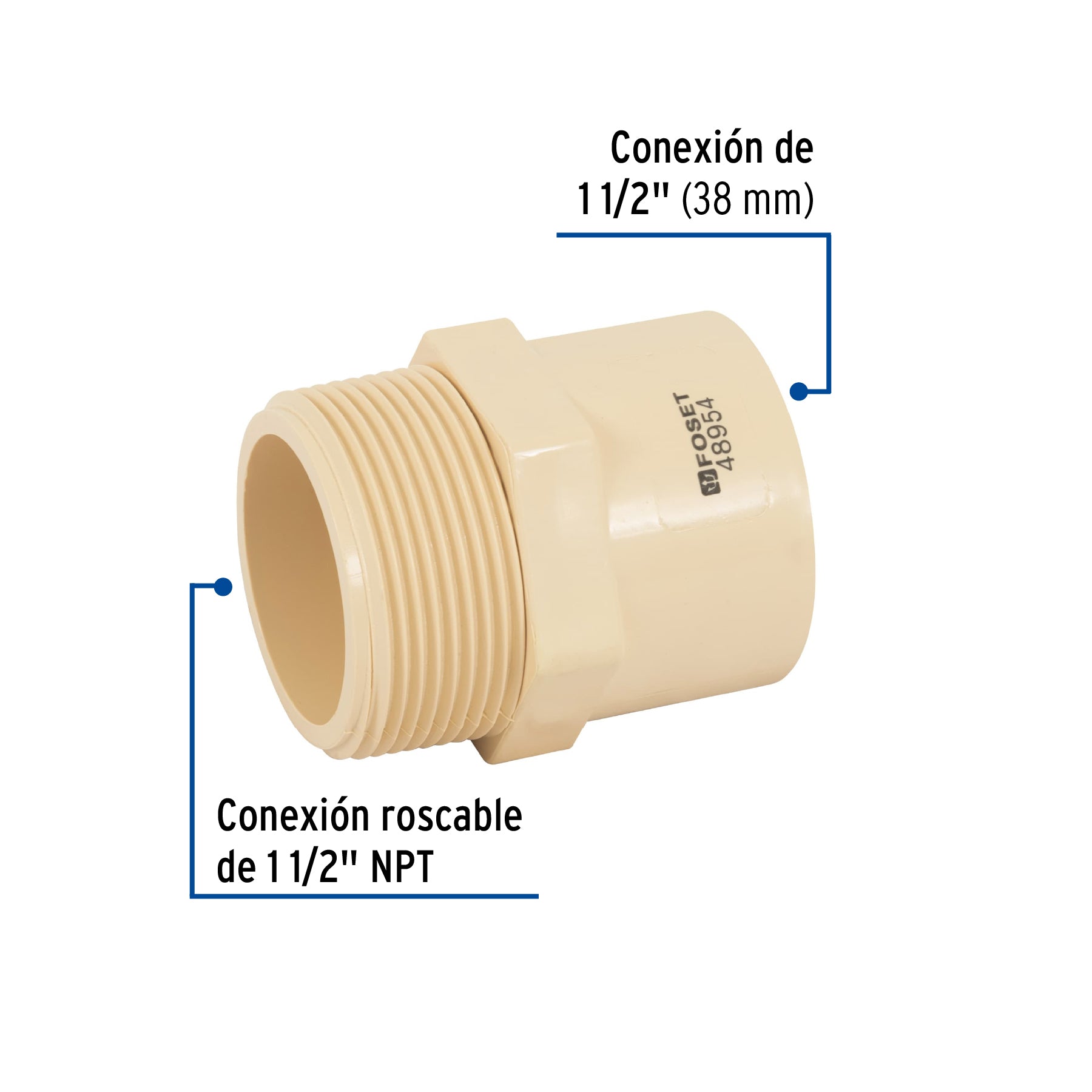 Conector macho CPVC 1-1/2", FOSET