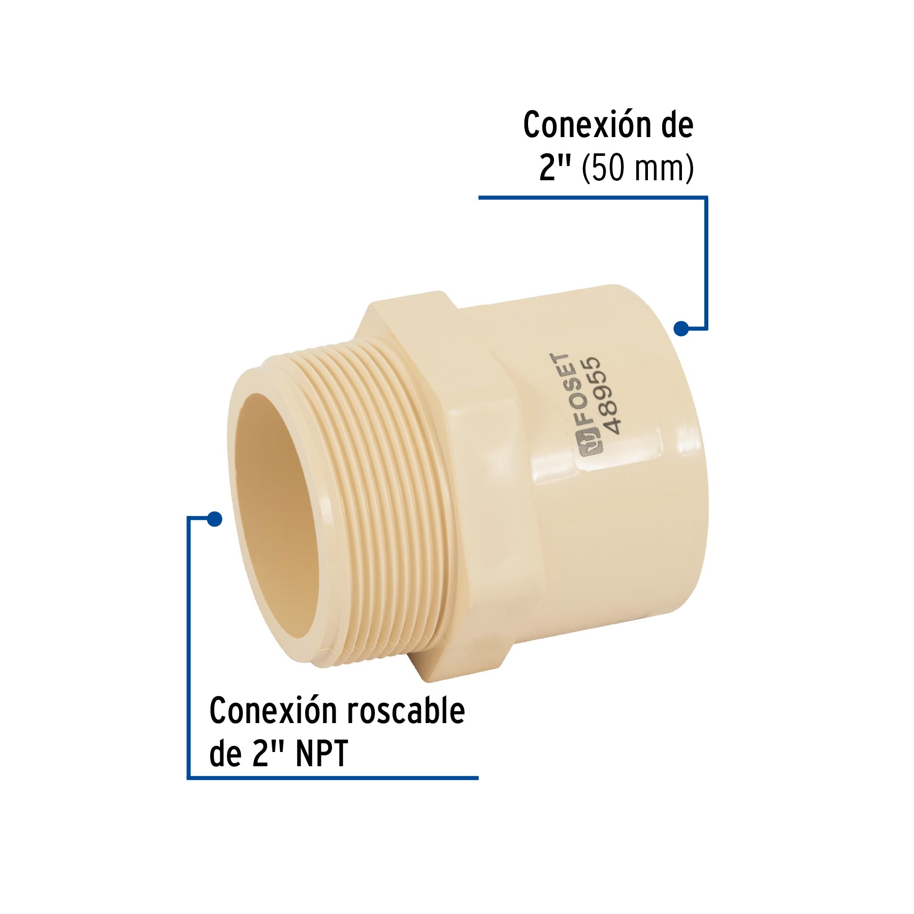 Conector macho CPVC 2", FOSET
