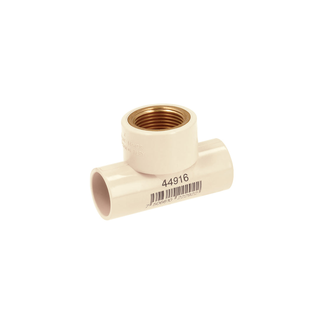 Tee de CPVC 3/4" rosca central hembra inserto latón, FOSET