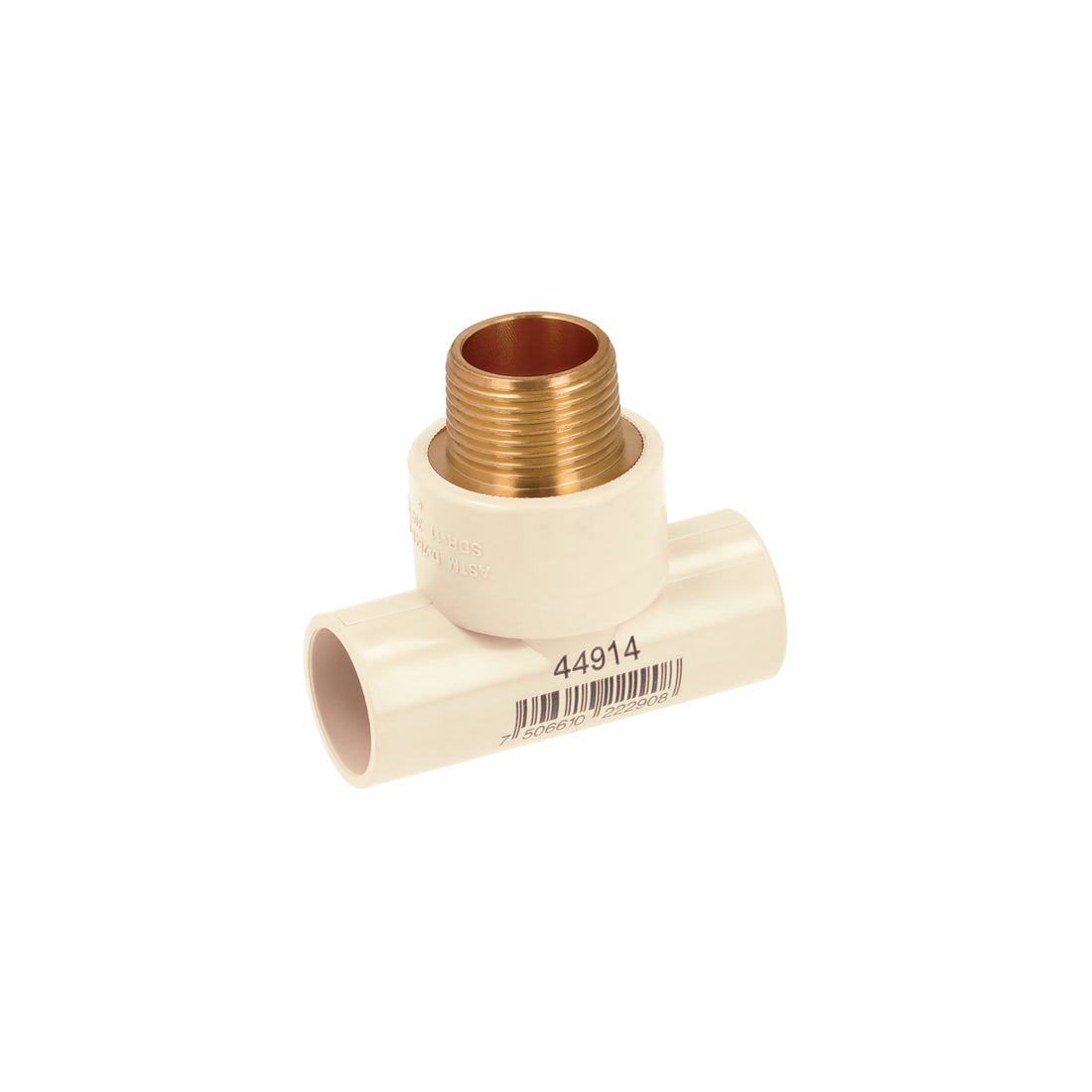 Tee de CPVC 3/4" rosca central macho inserto latón, FOSET