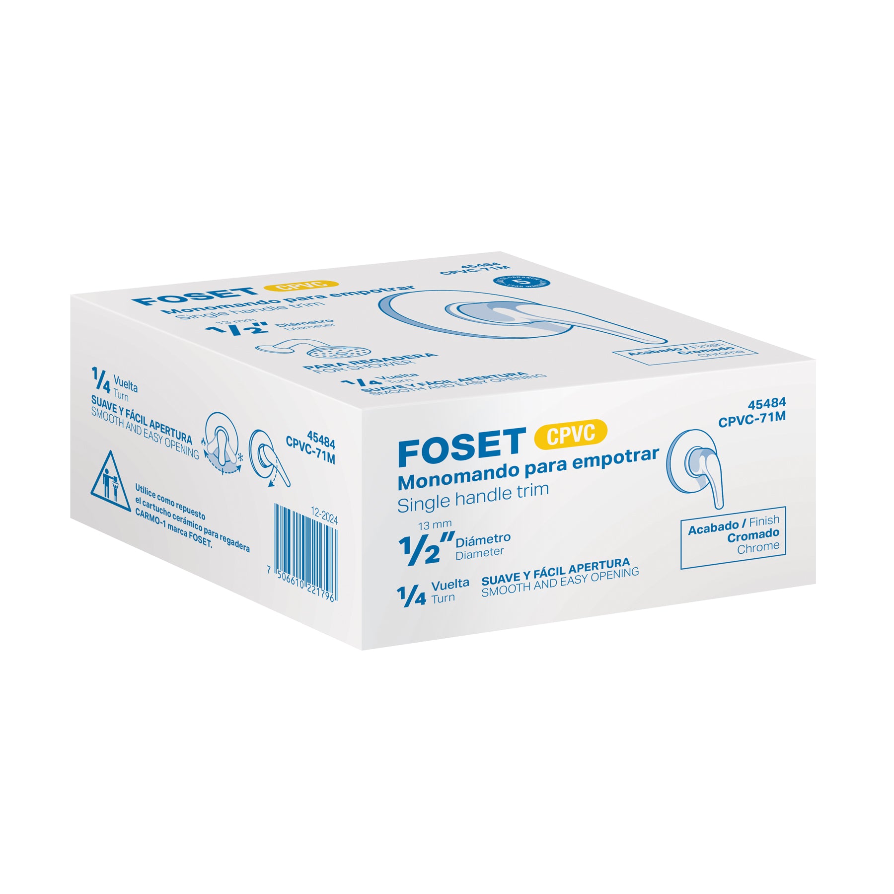 Monomando de empotrar para regadera CPVC 1/2", FOSET