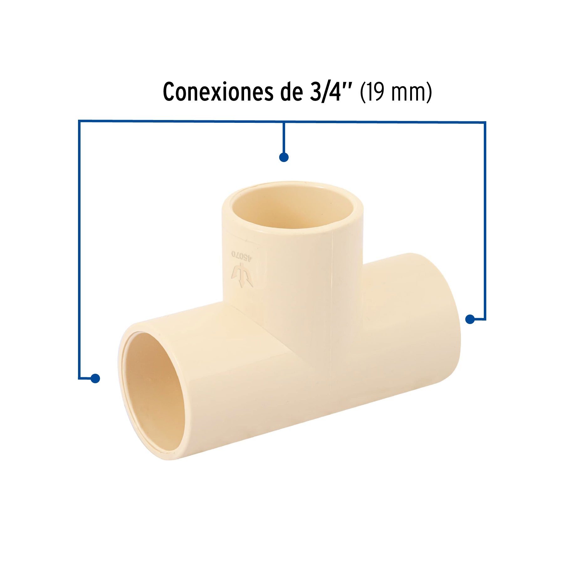 Tee sencilla de CPVC de 3/4", FOSET