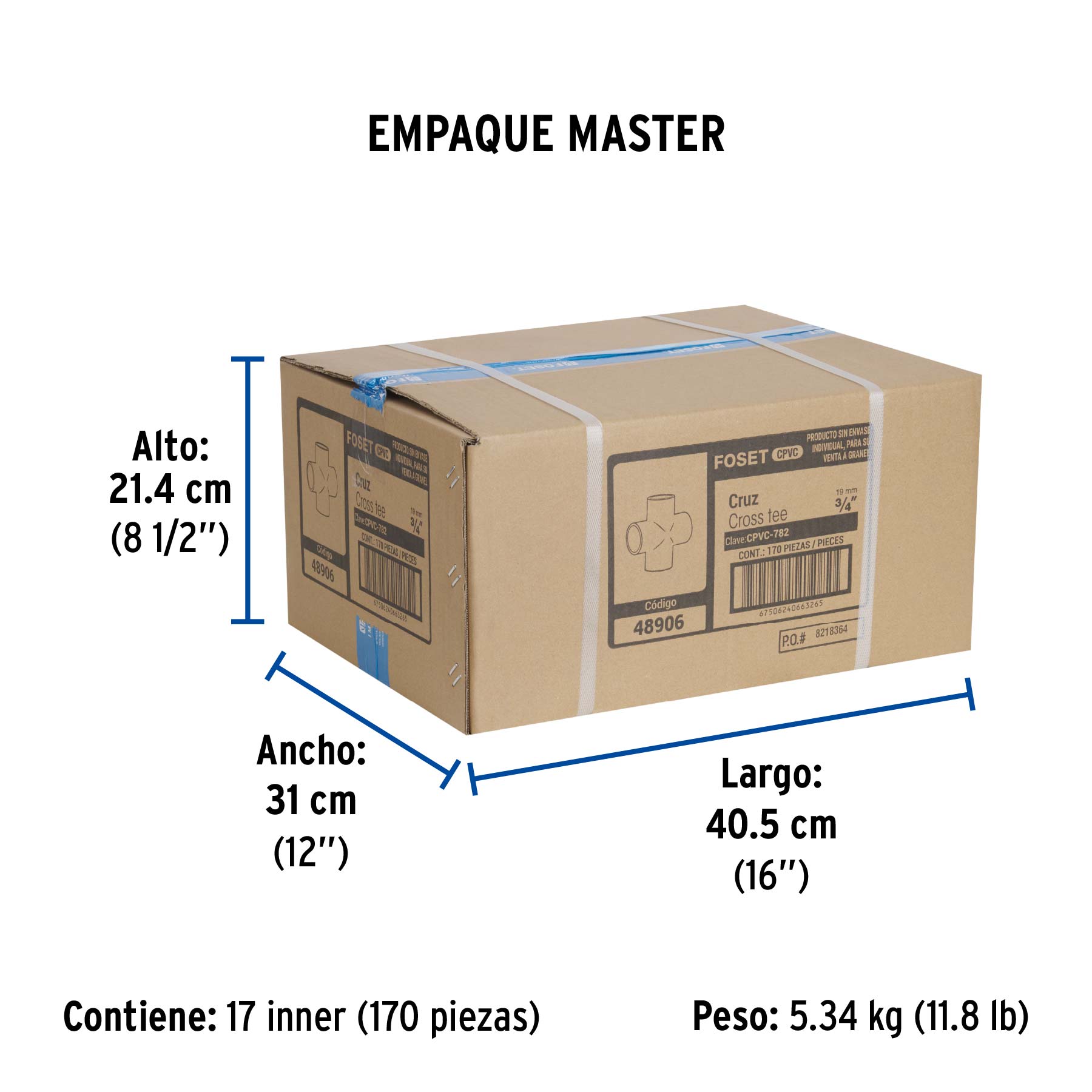 Cruz de CPVC 3/4", FOSET - Empaque