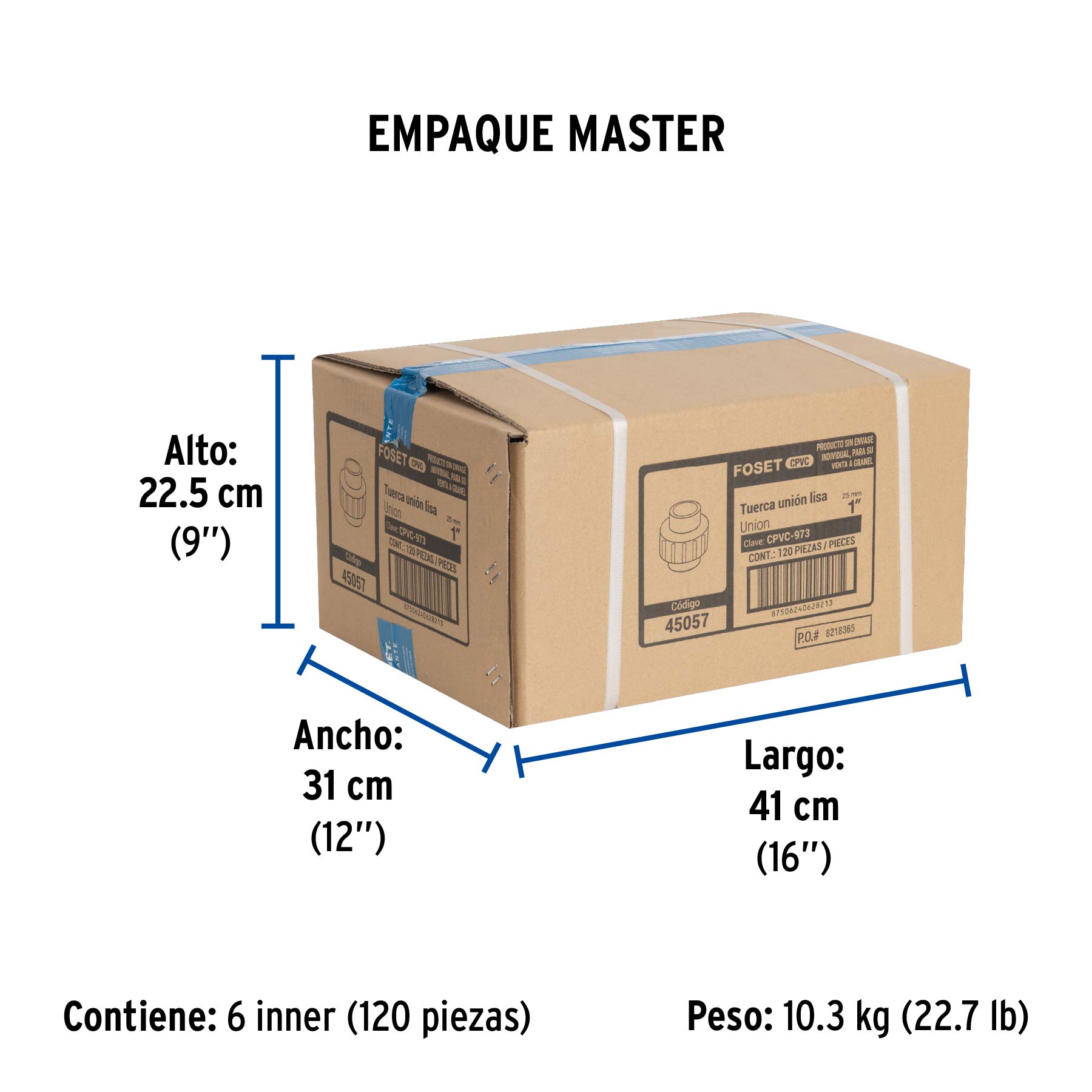 Tuerca unión lisa de CPVC 1", FOSET - Empaque