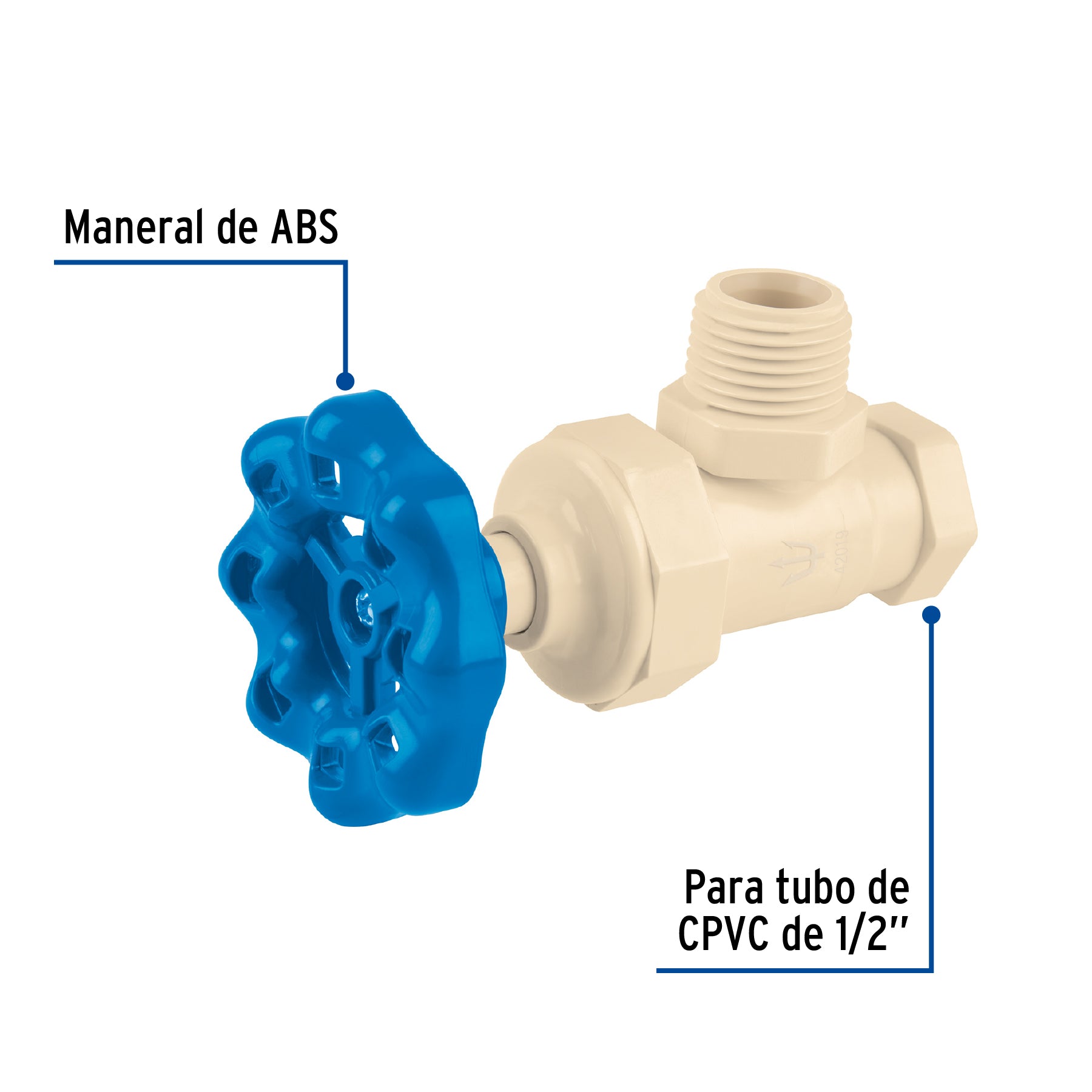 Llave angular de CPVC de 1/2" maneral volante, FOSET