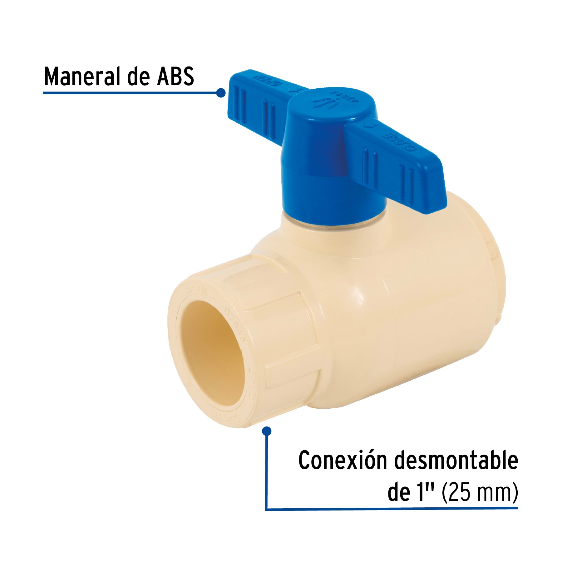 Válvula de esfera desmontable de CPVC de 1", FOSET