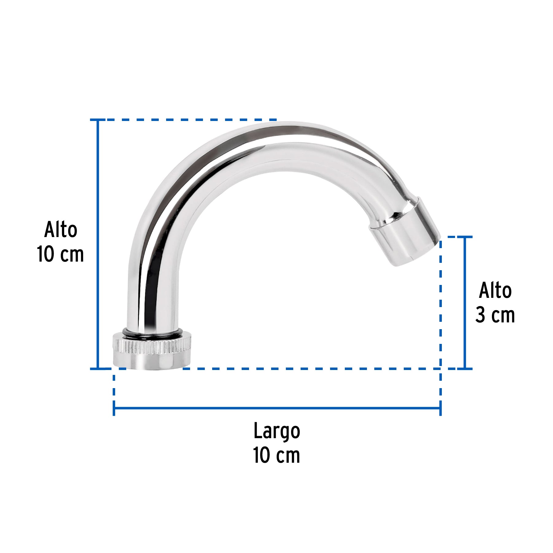 Cuello curvo para mezcladora de lavabo, cromo, BASIC