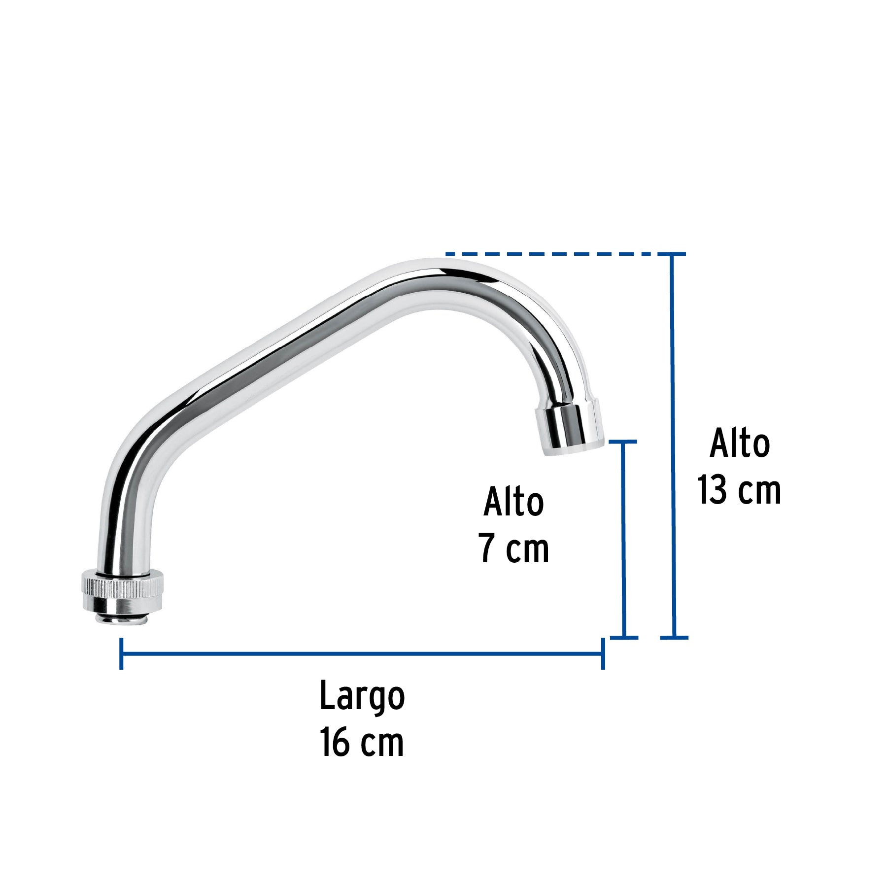 Cuello largo para mezcladora de lavabo, cromo, BASIC