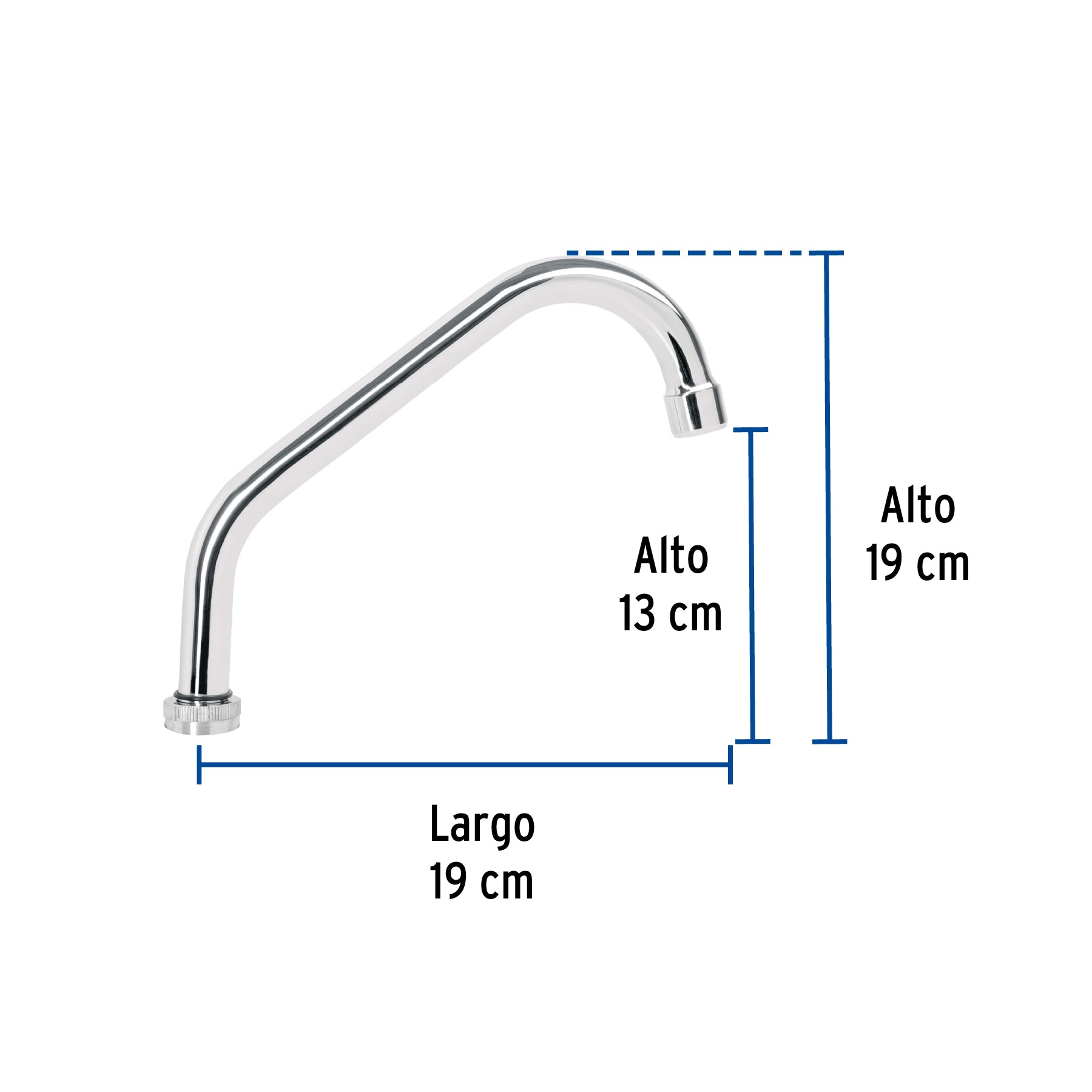 Cuello corto para mezcladora de fregadero, cromo, BASIC