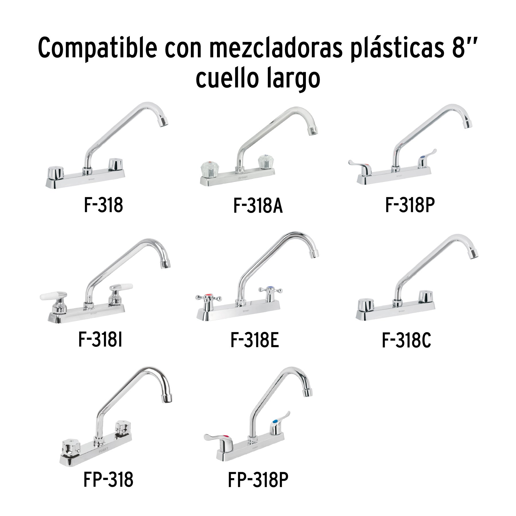 Cuello largo para mezcladora de fregadero, cromo, BASIC