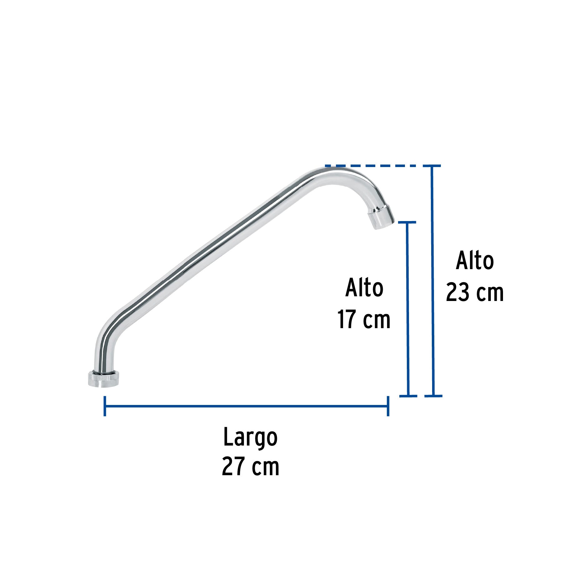 Cuello largo para mezcladora de fregadero, cromo, BASIC