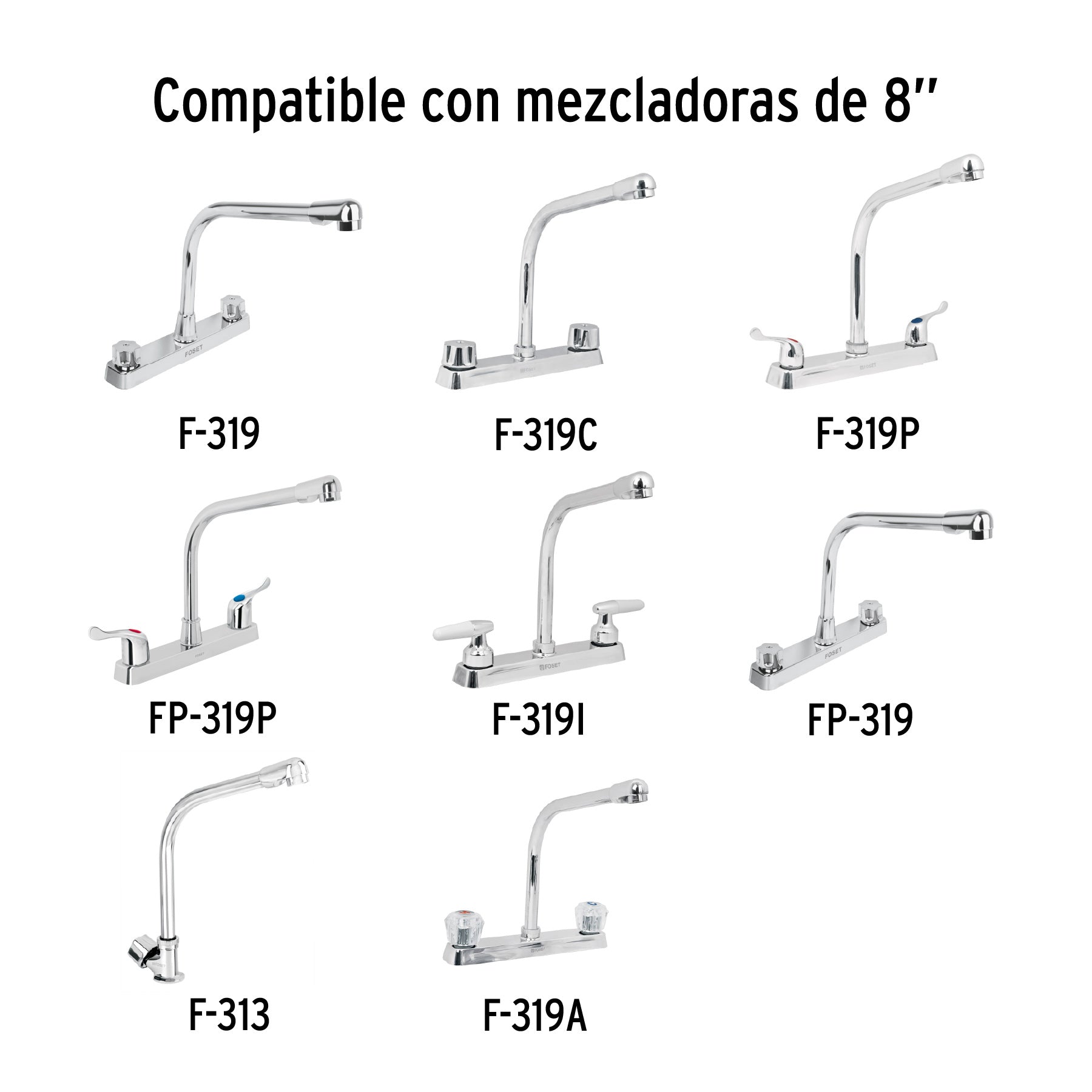 Cuello tipo cobra para mezcladora de fregadero, cromo, BASIC