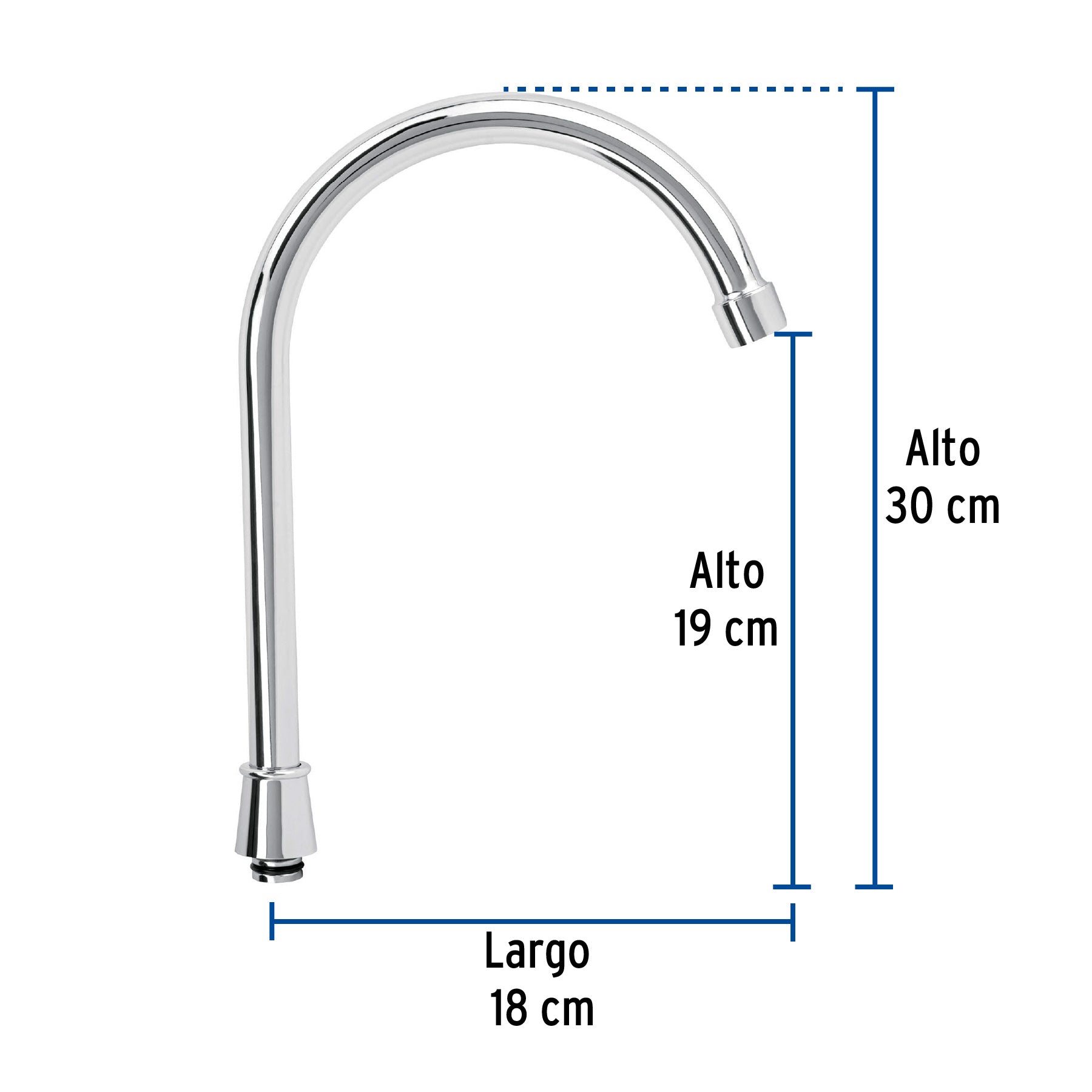Cuello alto para mezcladora de fregadero, cromo, BASIC