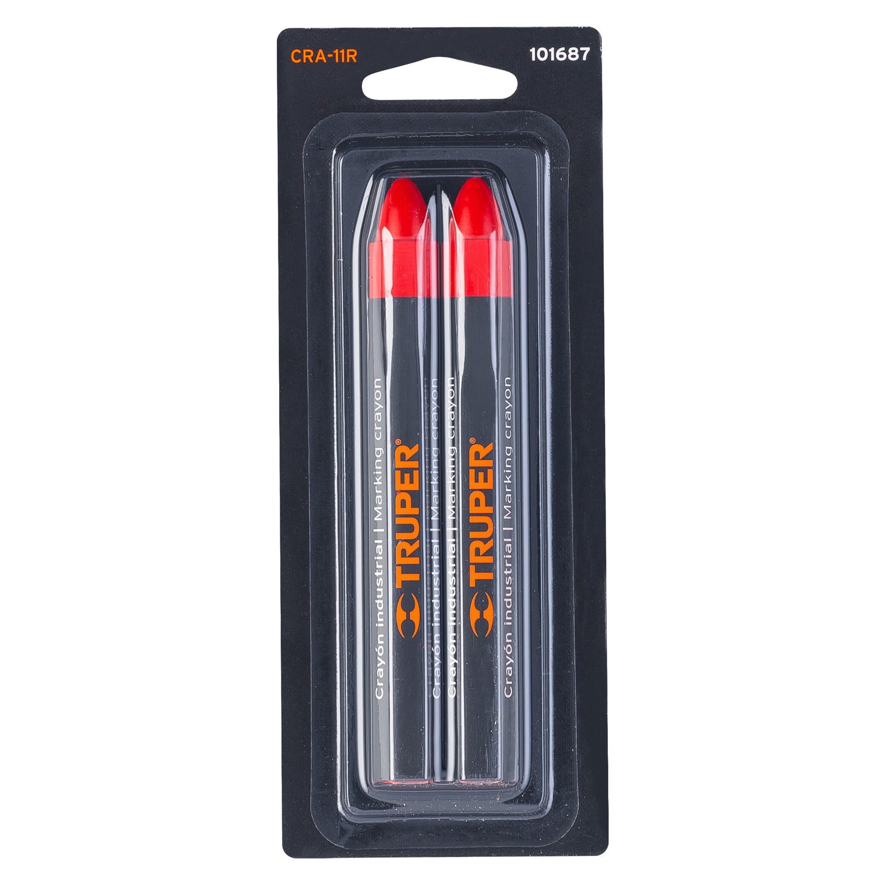 Blíster con 2 crayones de 12 cm industriales rojos, TRUPER