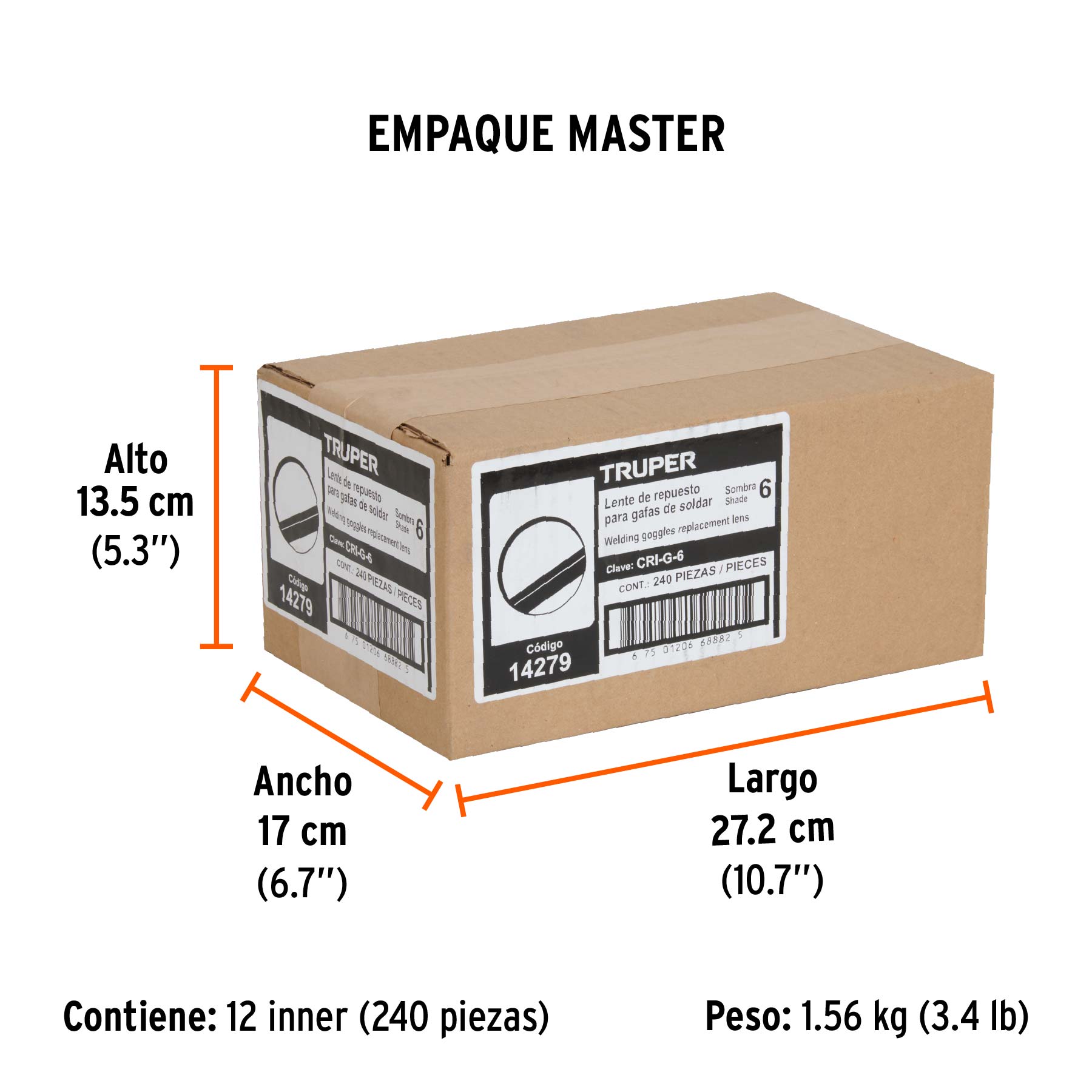 Lente sombra 6 para gafas para soldar GASO, TRUPER - Empaque