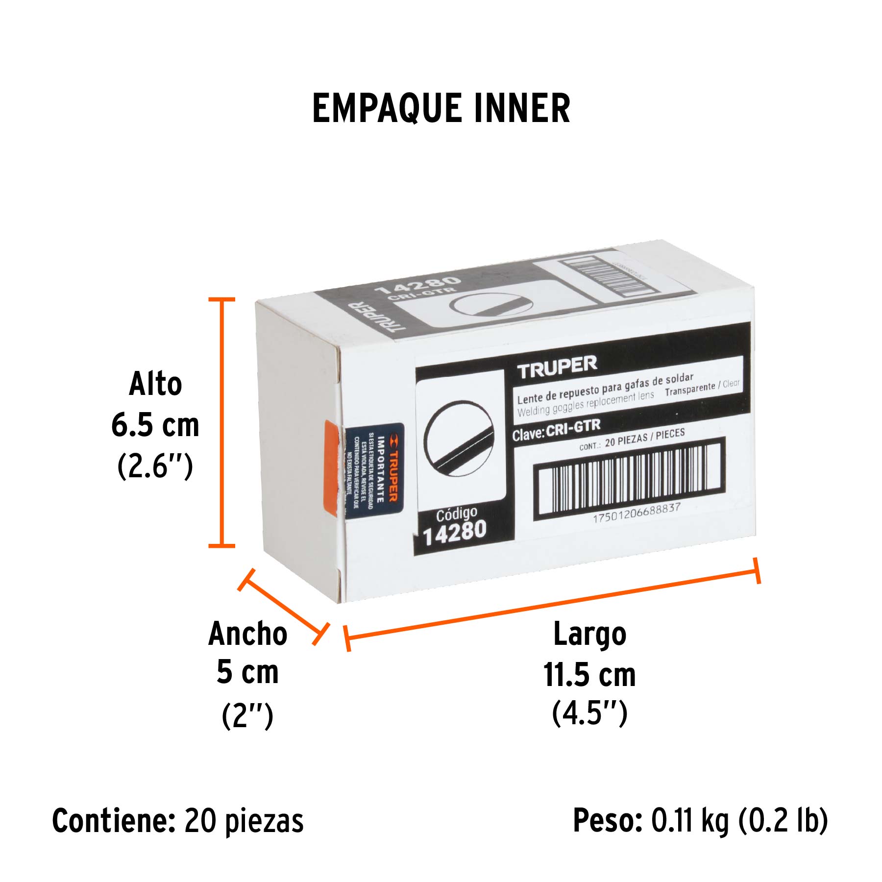 Lente transparente para gafas para soldar GASO, TRUPER - Empaque